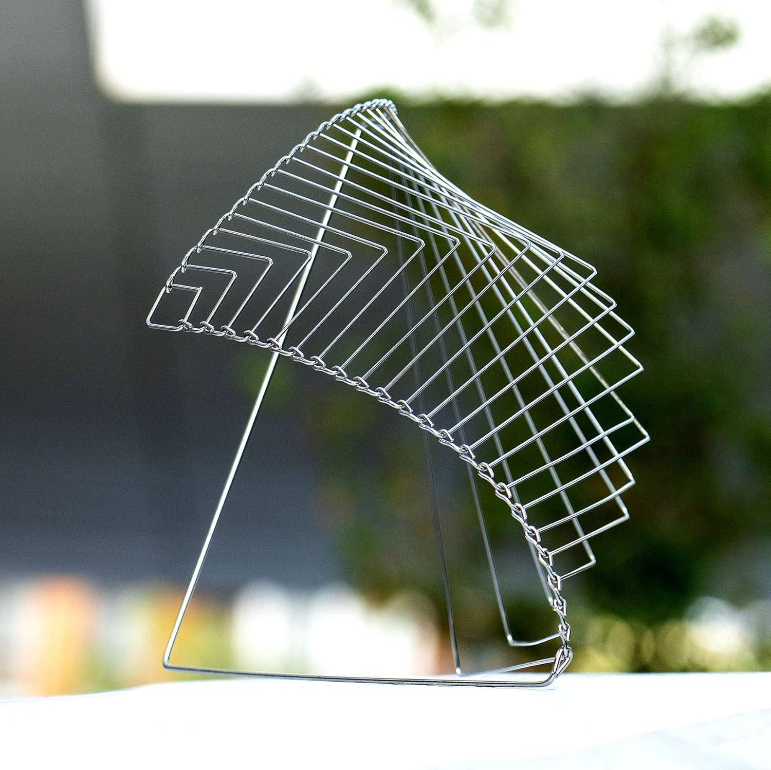 Square Wave | The Mesmerizing Kinetic Wind Spinner | Magical Calming Art Piece by Ivan Black (Silver)