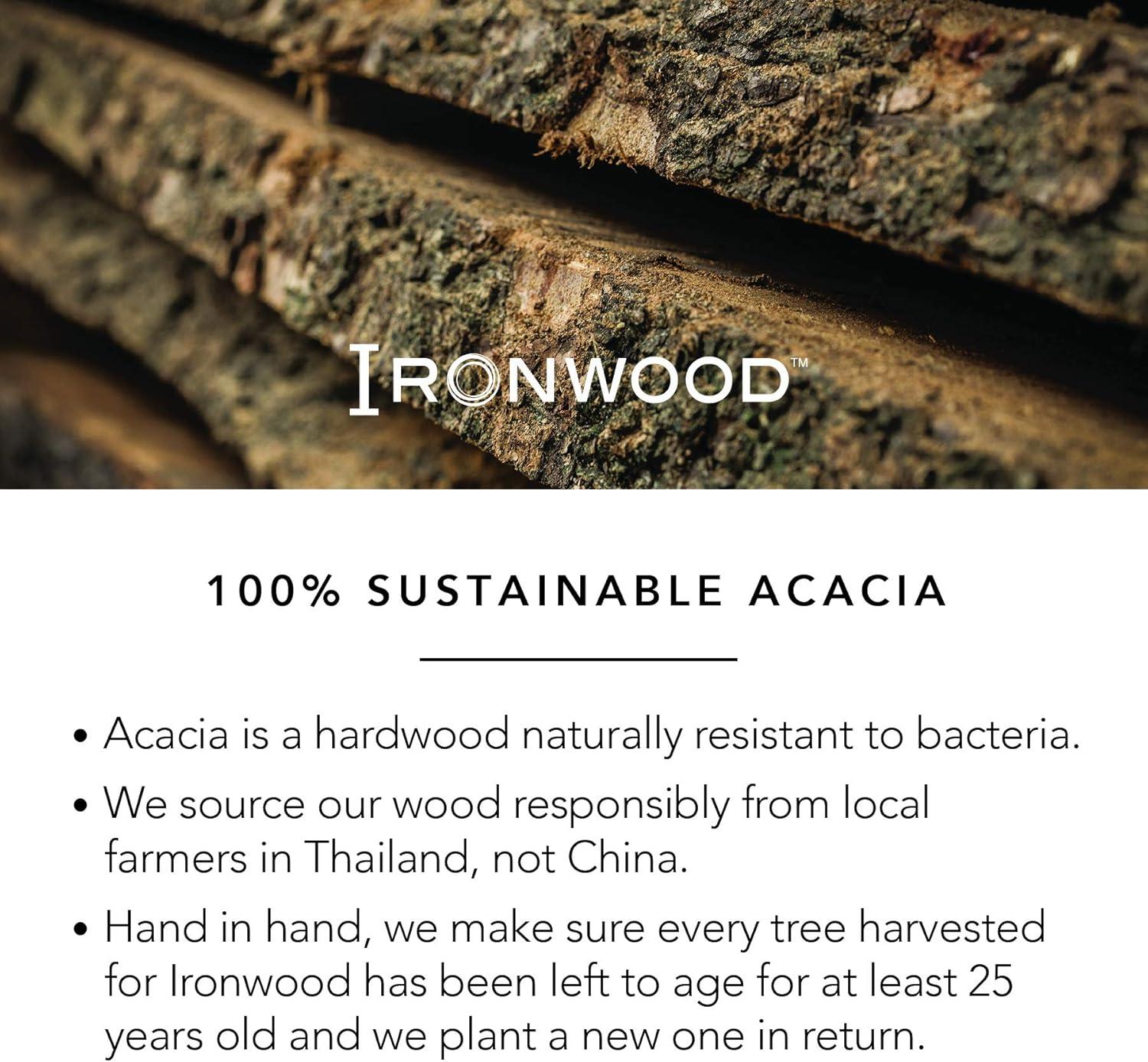 Ironwood Gourmet Multi-Use Circle Serving Board, Acacia Wood, 9 Inch Diameter Round Cutting Board