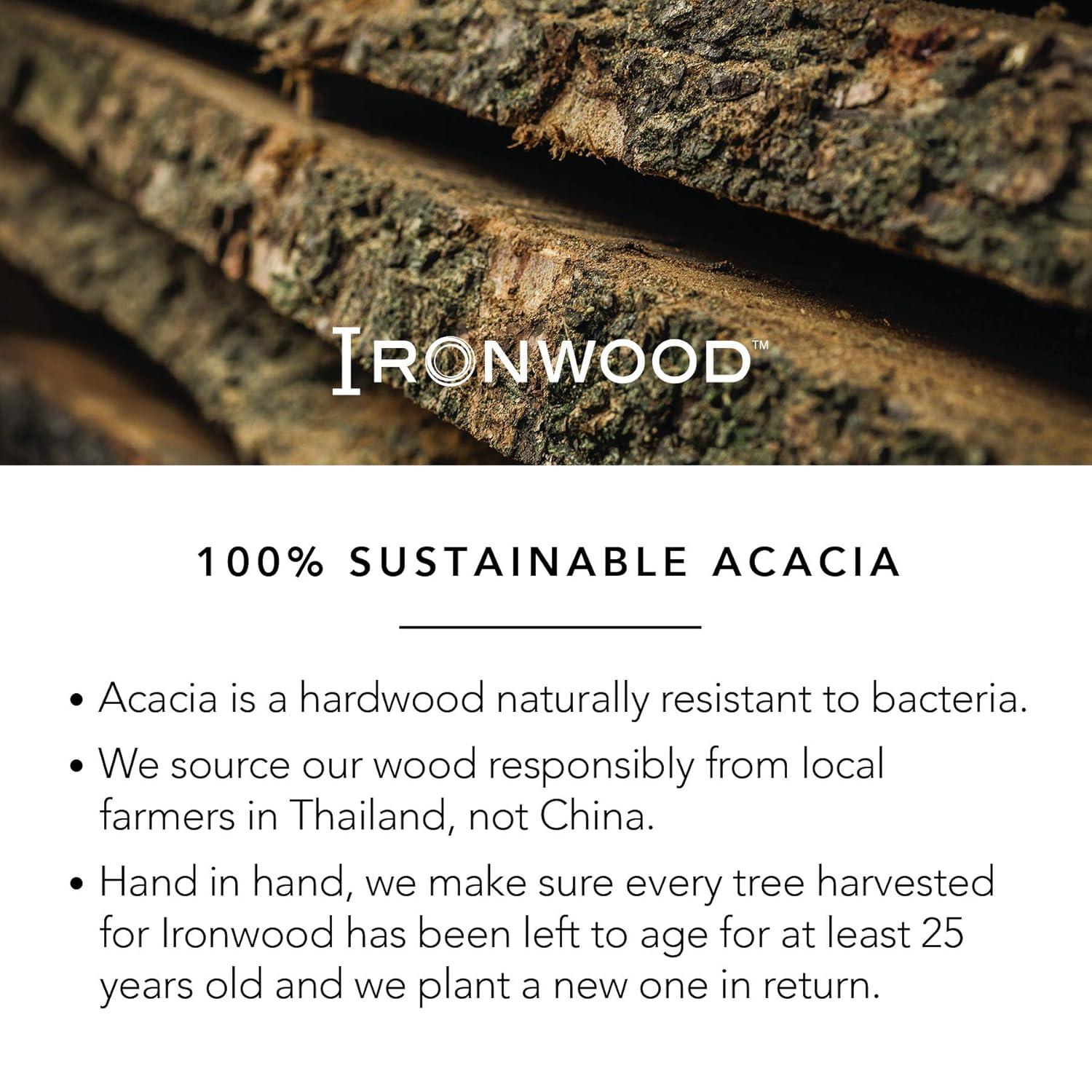 Ironwood Gourmet Multi-Use Circle Serving Board, Acacia Wood, 9 Inch Diameter Round Cutting Board