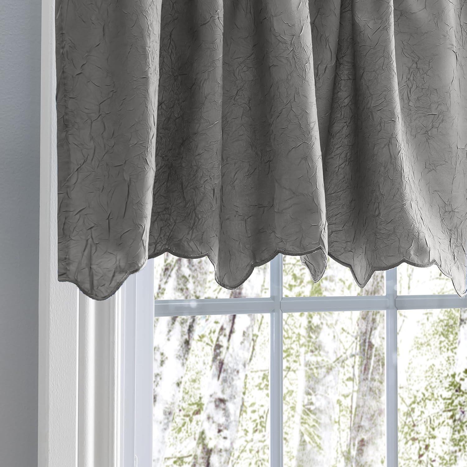 Ellis Curtain Portland Crushed Taffeta Rod Pocket Valance - 48x15", Grey