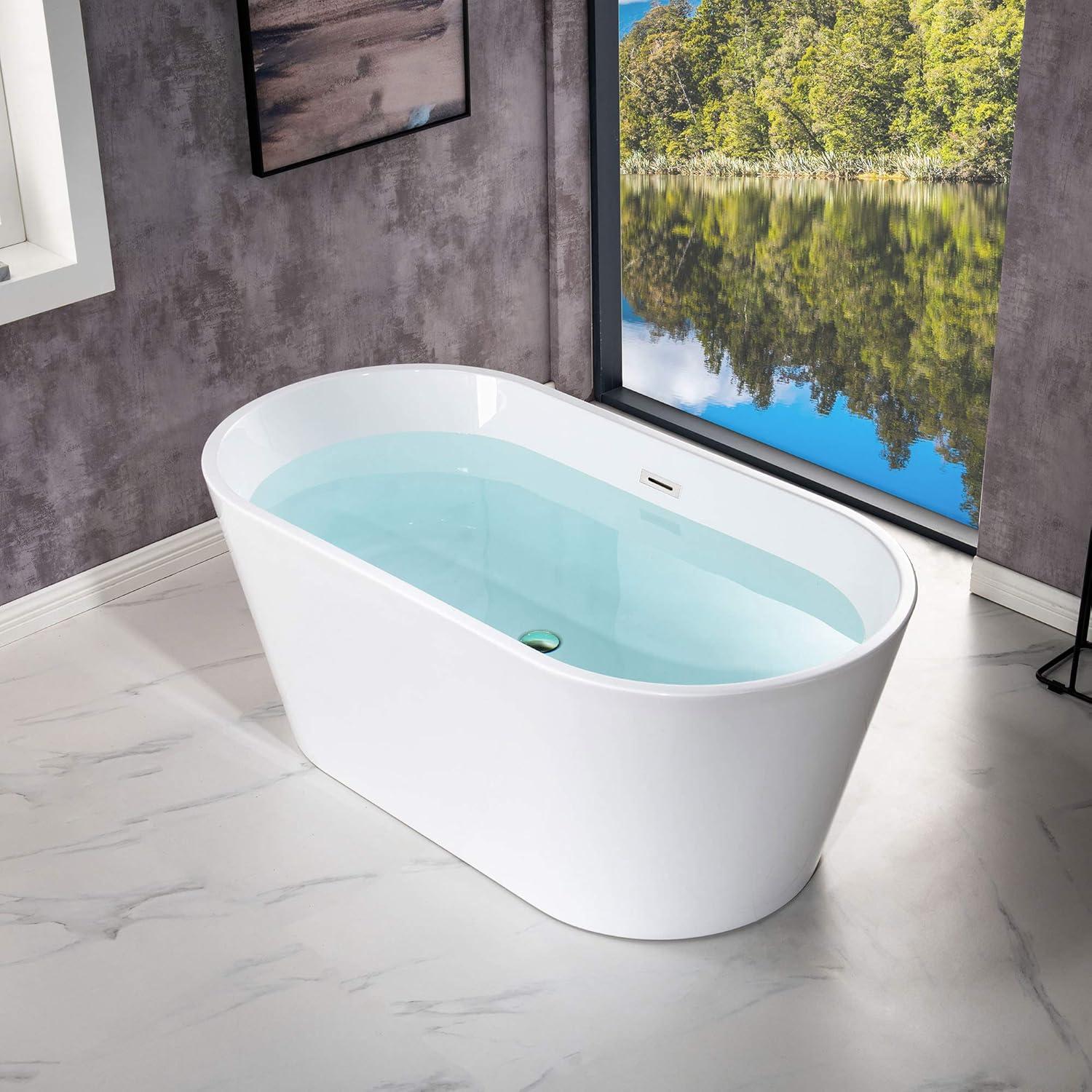 59'' Freestanding Soaking Acrylic Bathtub