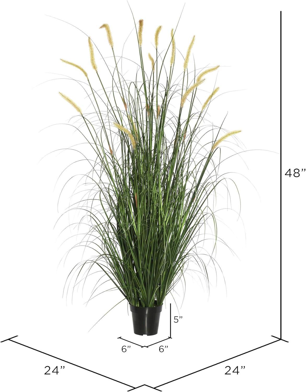 Summer Elegance 48" Outdoor Faux Foxtail Grass in Black Plastic Pot