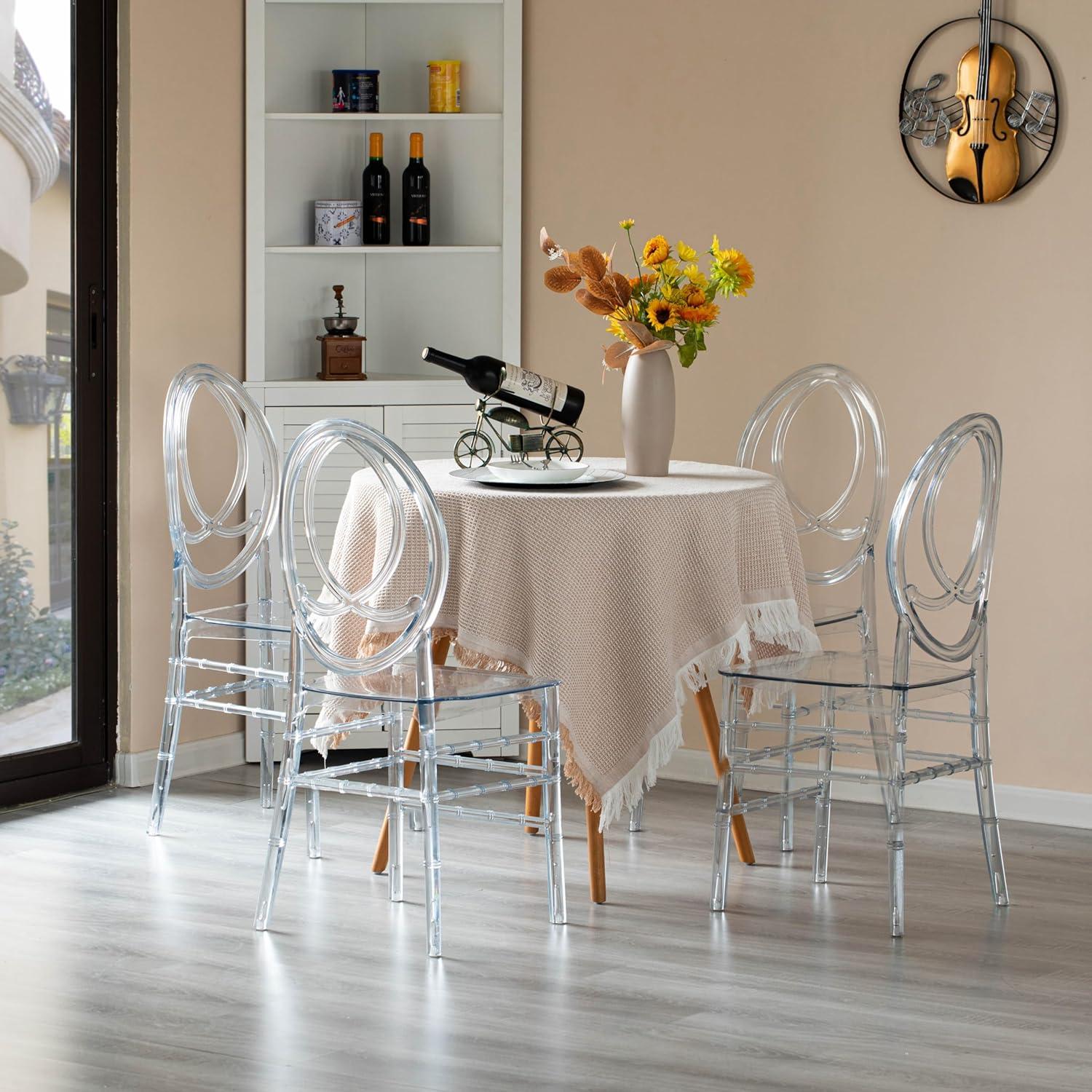 Fabulaxe Modern Acrylic Phoenix Dining Chair, Stackable Transparent Party Chair, Crystal Clear Acrylic Chair for Events and Weddings, Single