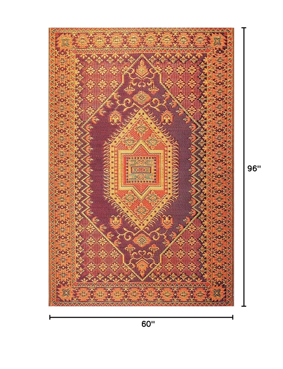 Mad Mats Oriental Turkish Polypropylene Rug Reversible Rust Outdoor, UV Resistant, 100% Recycled Material
