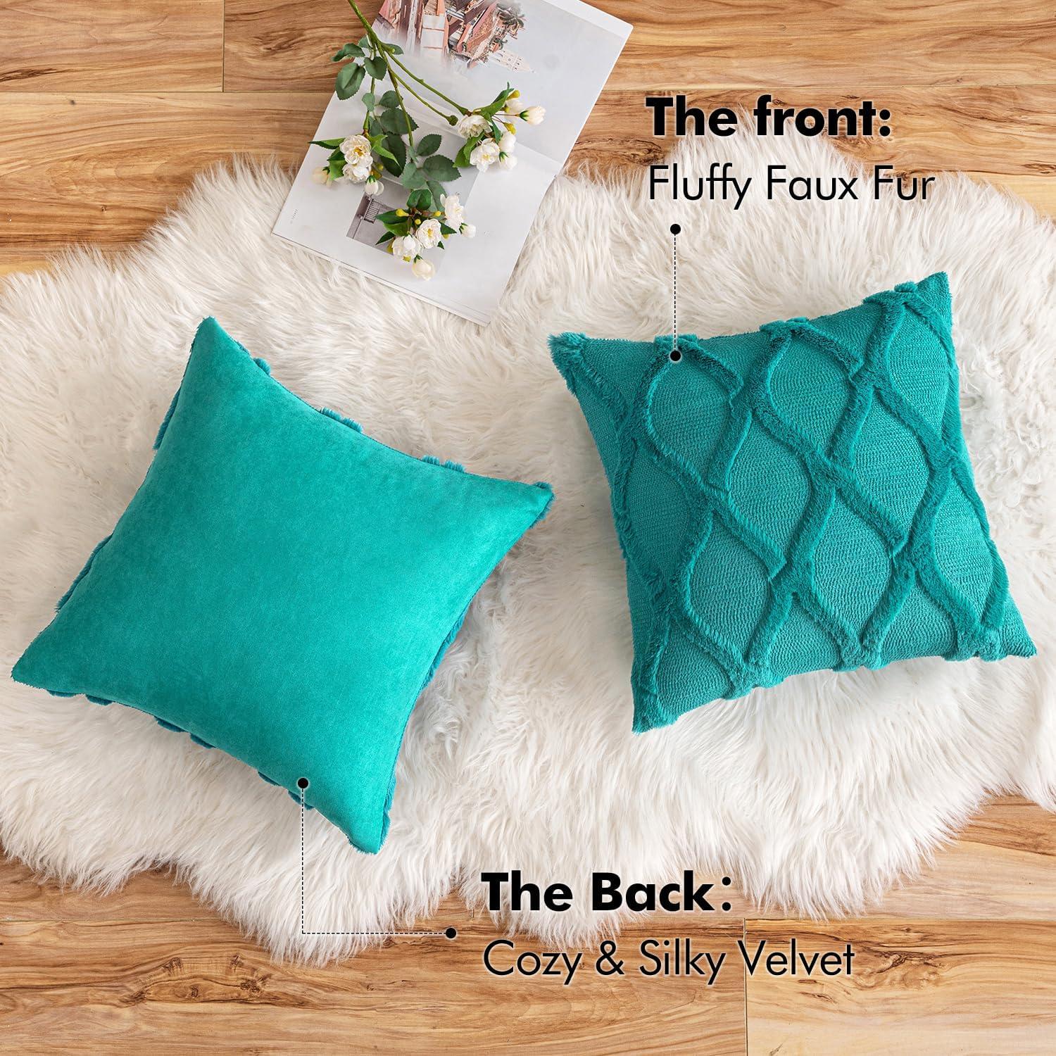 Teal Chenille 18x18 Euro Pillow Covers, Pack of 2