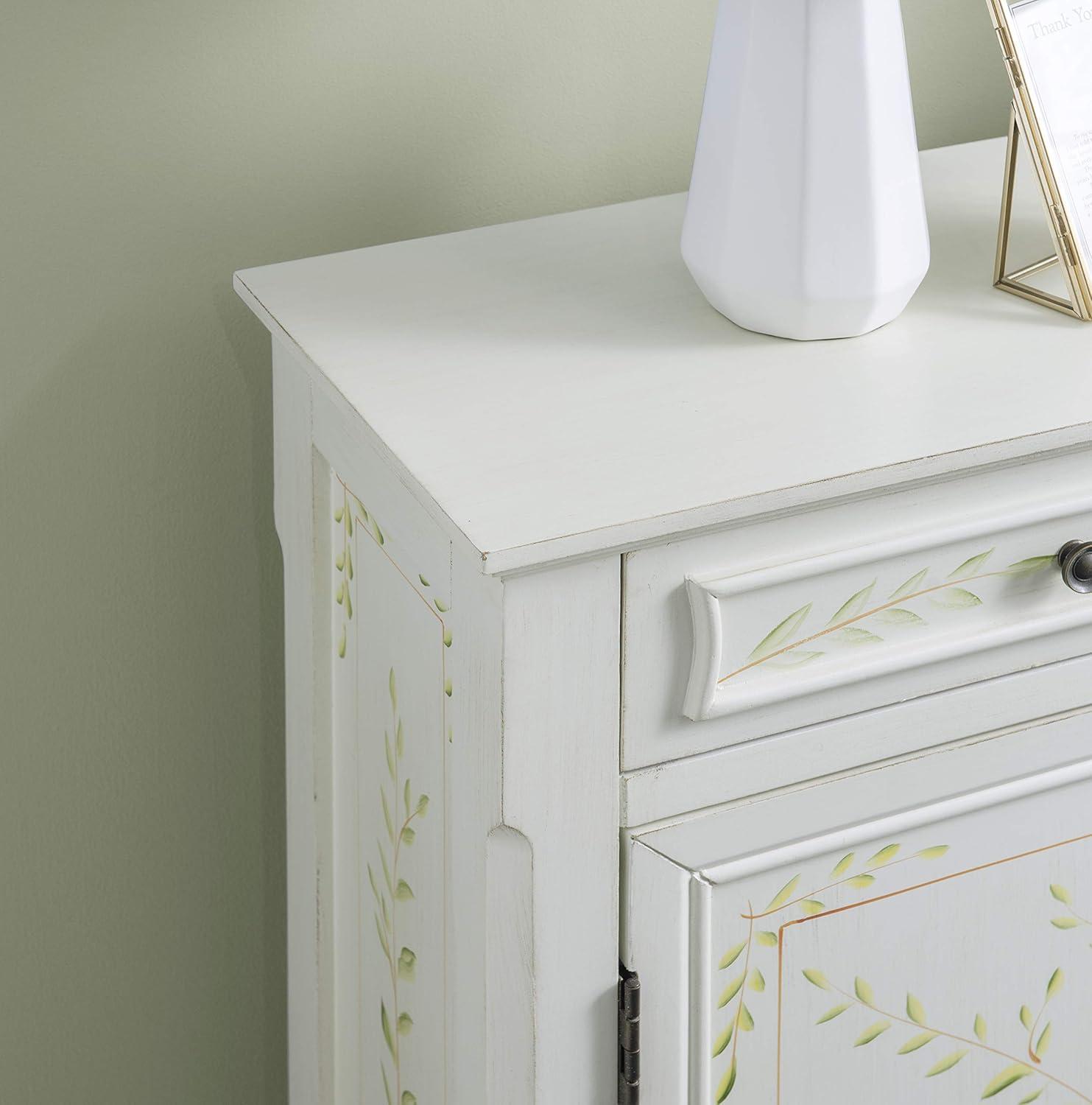 Linon Cillian Two Door Two Drawer Hand Painted Cabinet Console in White Wood