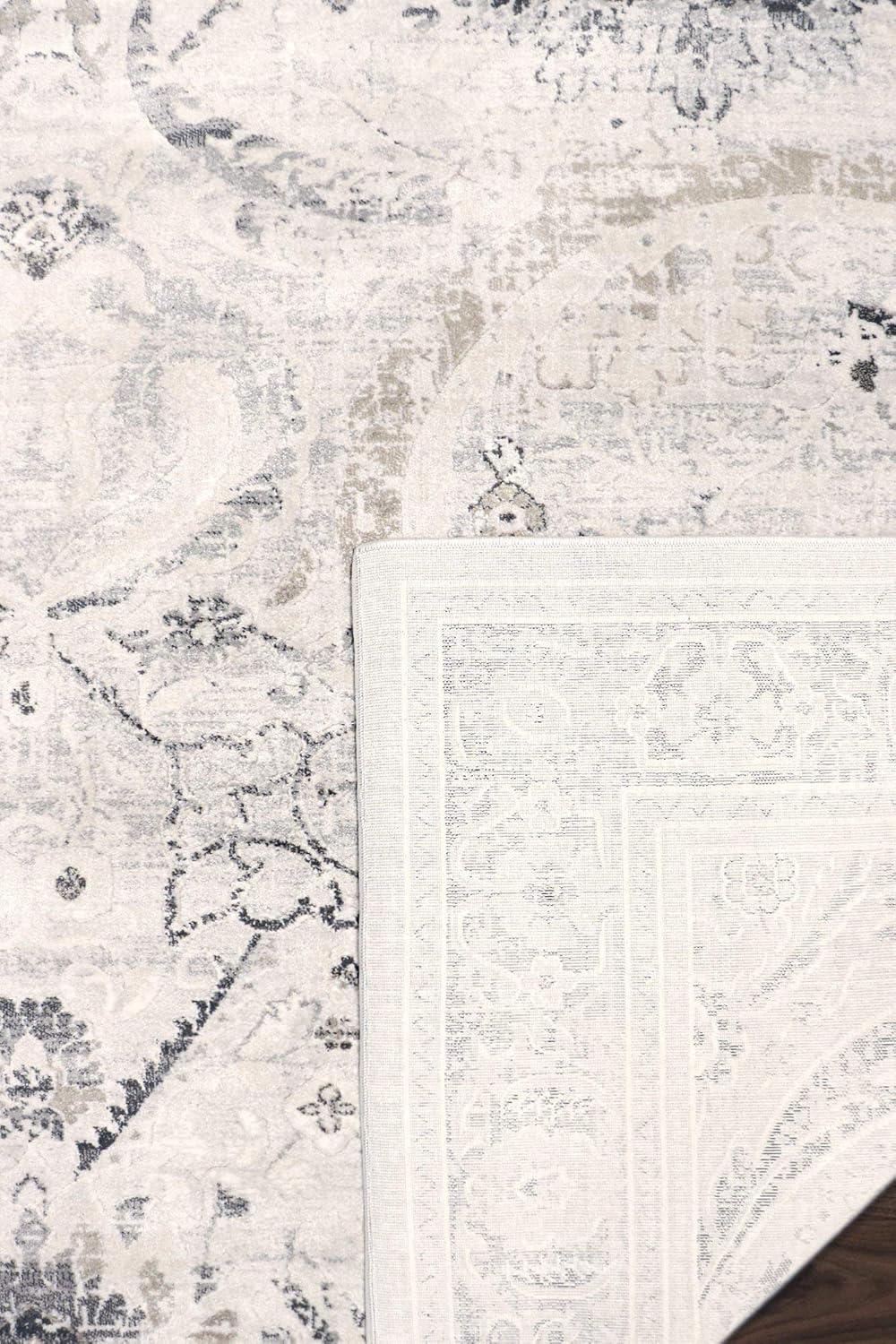 Pasargad Amadeus Power Loom Oriental Area Rug in Ivory/Gray
