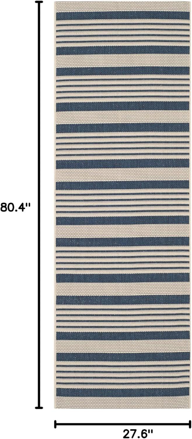 Courtyard CY6062 Power Loomed Indoor/Outdoor Runner Rug - Navy/Beige - 2'3"x6'7" - Safavieh.