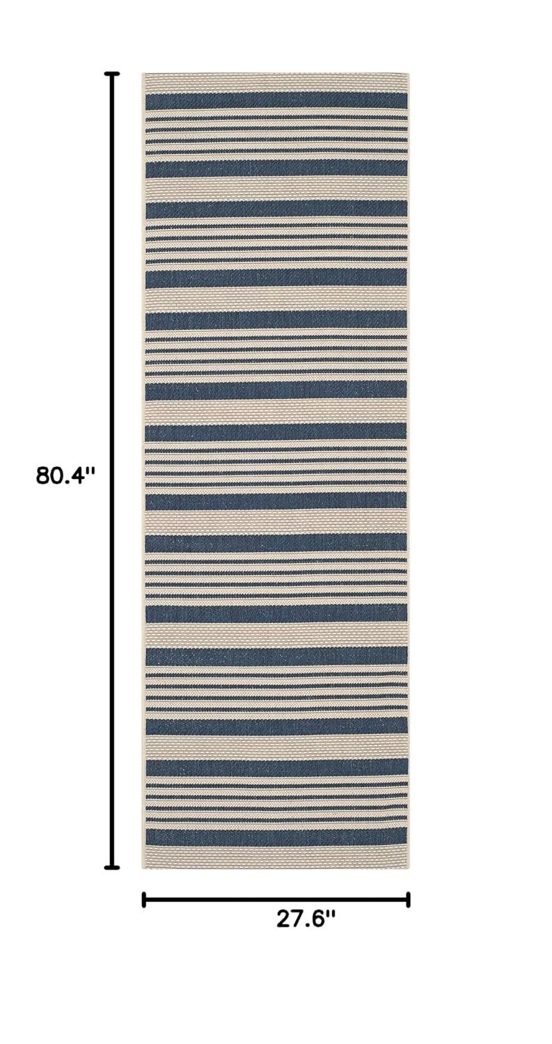 Courtyard CY6062 Power Loomed Indoor/Outdoor Runner Rug - Navy/Beige - 2'3"x6'7" - Safavieh.