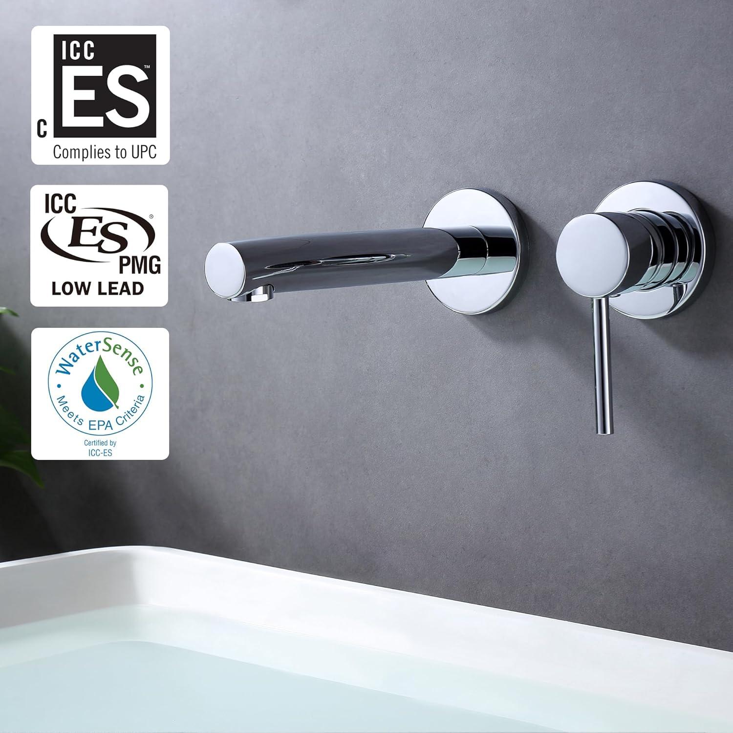 Bathroom Sink Faucet, Ssingle Handle Wall Mount Lavatory Faucet, Bathroom Vanity Faucet With Brass Rough-in Valve