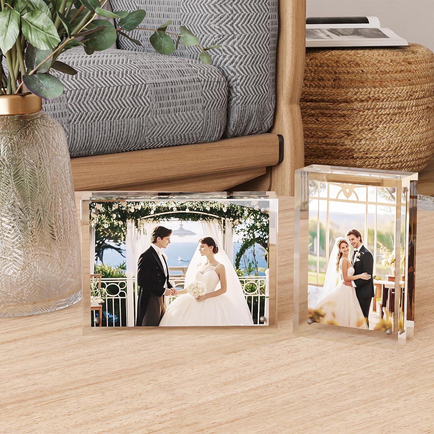 Brayden Studio® Egofine 5X7 Acrylic Frames 6 Pack, 20Mm Thicker Frameless Clear Picture Frames, Double Sided Magnetic Picture Frames, Free Standing Desktop Display