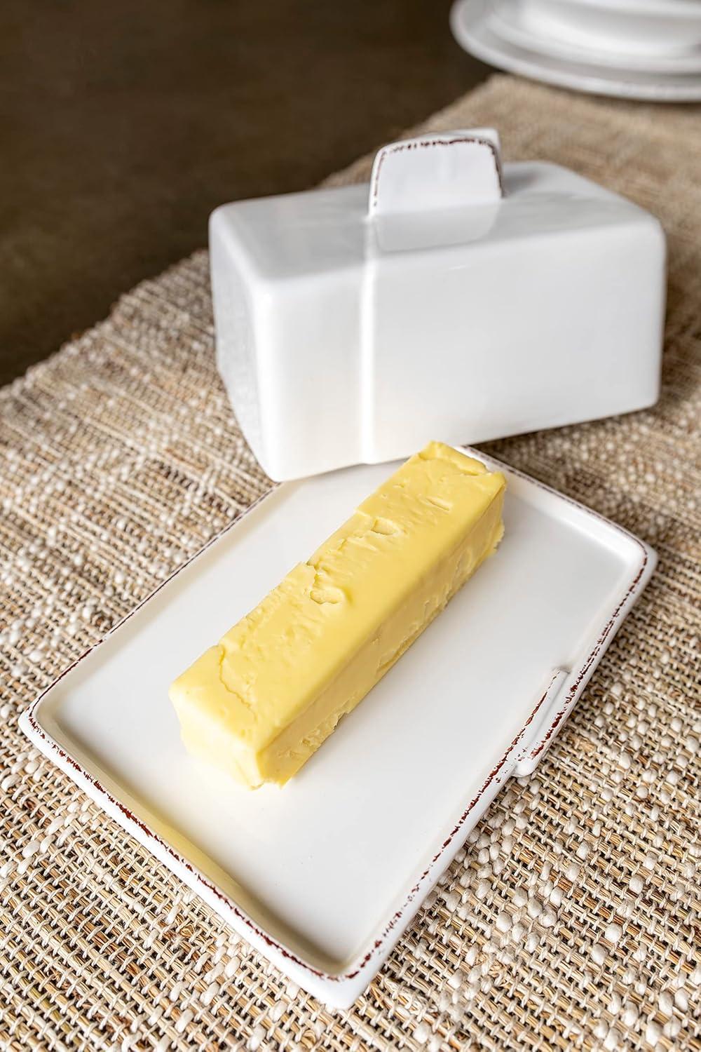 Lastra White Butter Dish