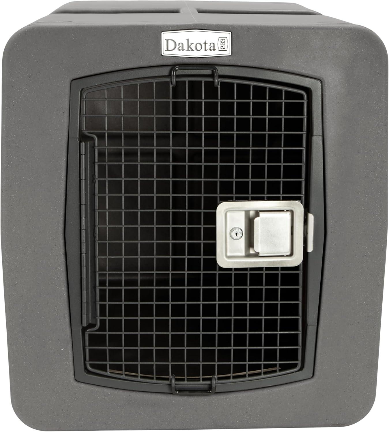 Dakota Large Ventilated Framed Pet Kennel w/Ultra-Secure Lock, Easy-Grip Handle & Keyed Paddle Latching Door for Large-Breed Dogs