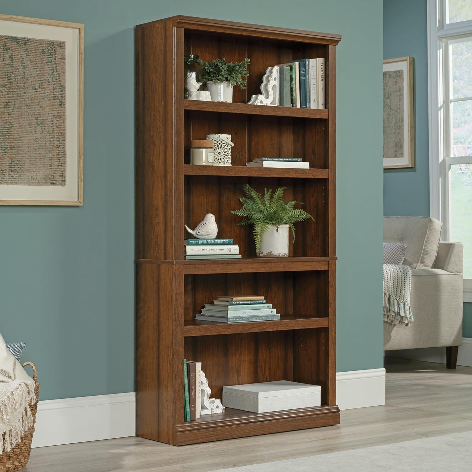 Washington Cherry 5-Shelf Adjustable Bookcase