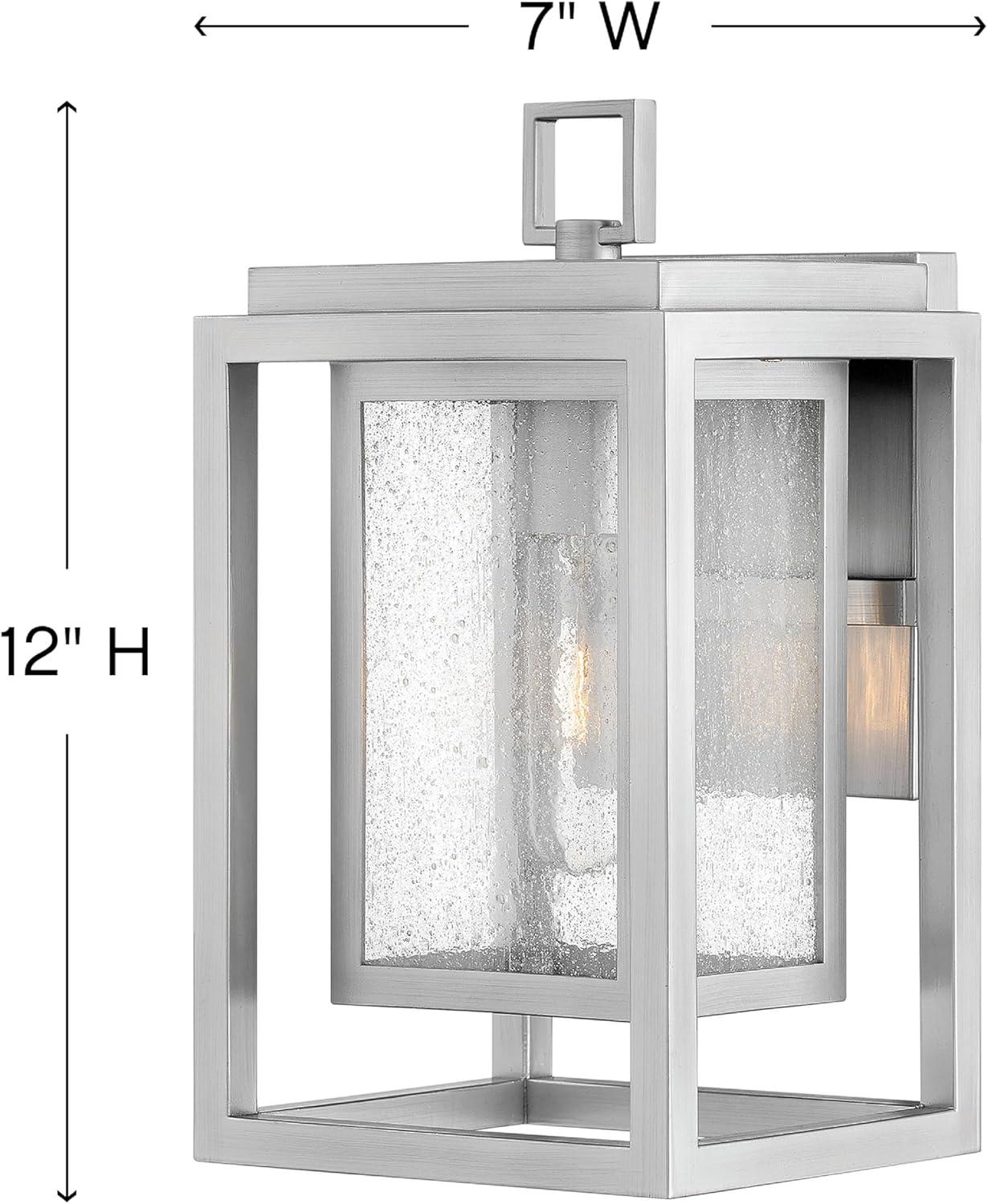 Satin Nickel 12-Inch Outdoor Wall Sconce with Clear Seedy Glass