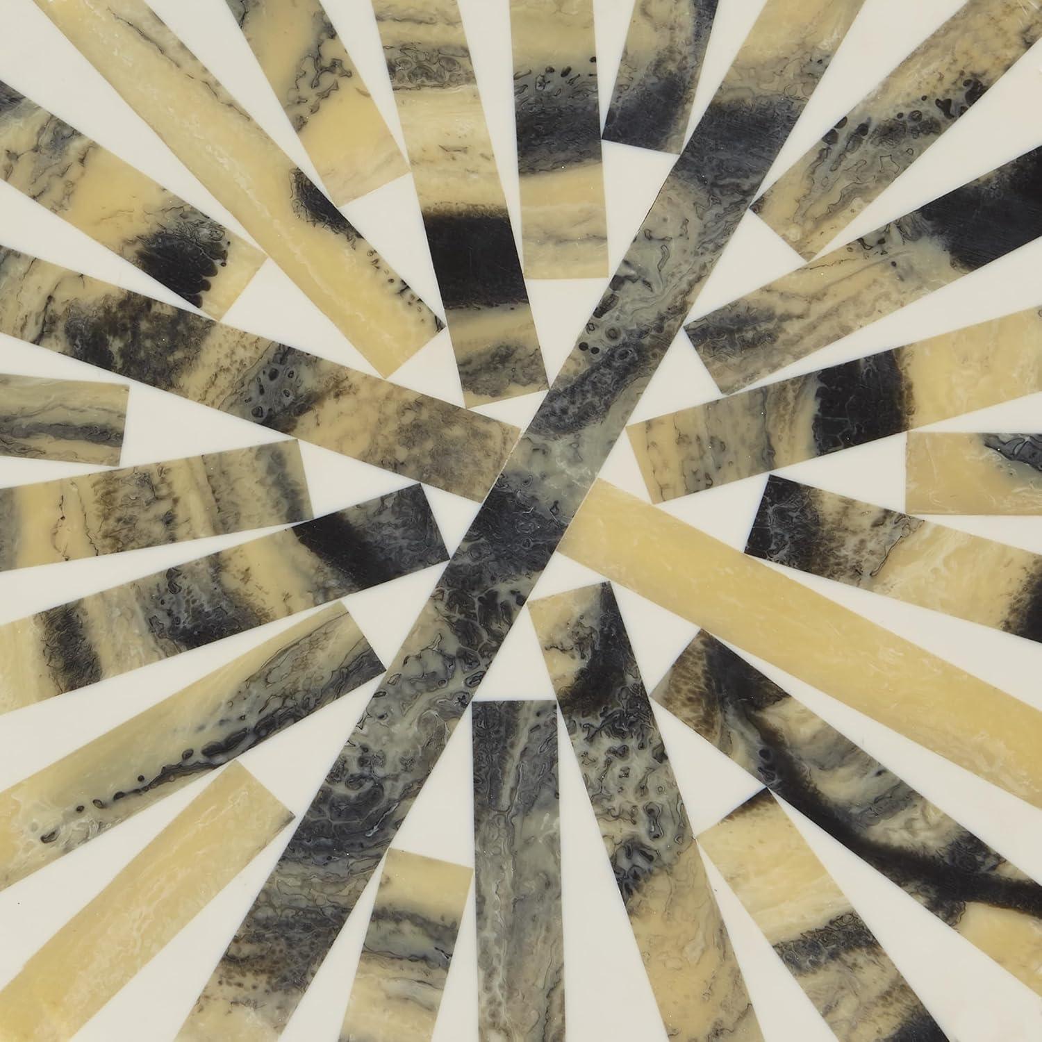 OSP Home Furnishings Round Side Table, Set of 2, Mosaic Black and White Top with Black Metal Base