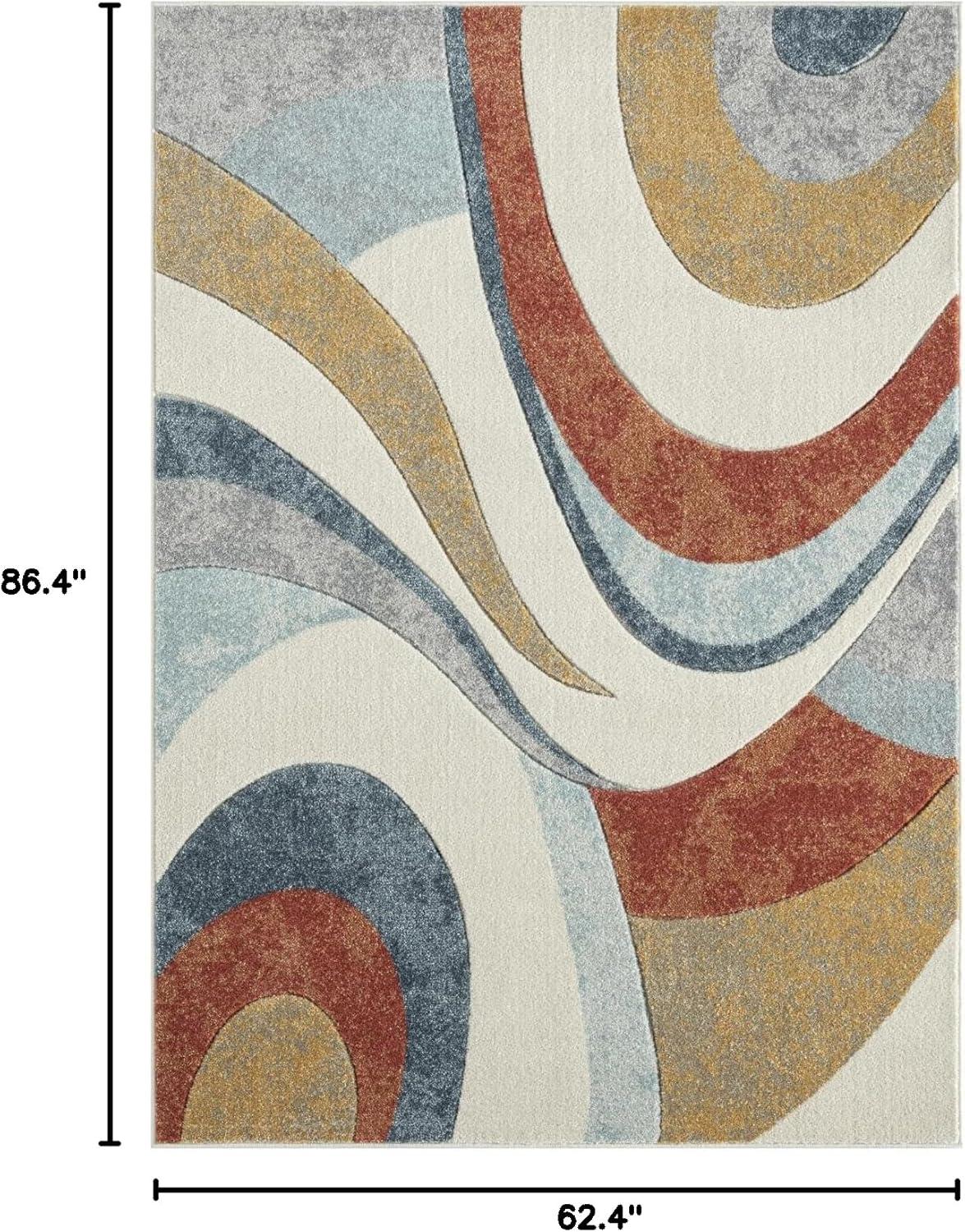 Home Dynamix Slade Contemporary Abstract Area Rug, Blue/Rust, 5'2"x7'2"