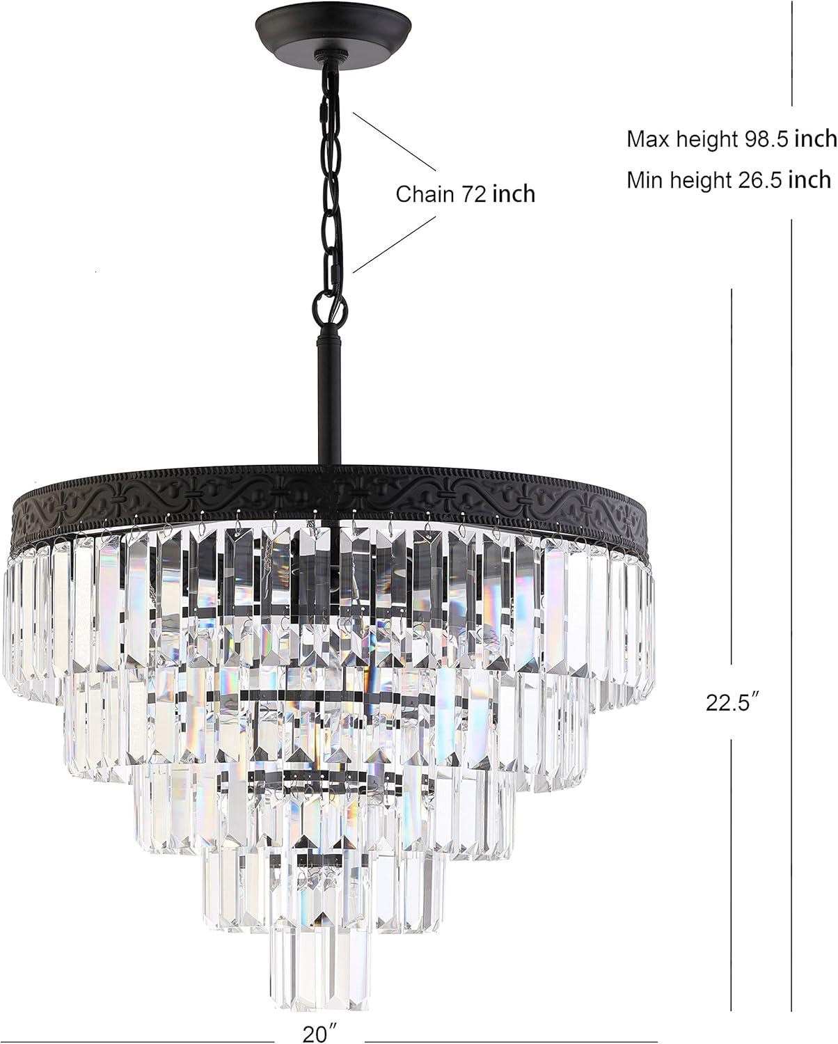 JONATHAN Y Gaines Crystal LED Chandelier, Polished Nickel/Clear by JONATHAN  Y Bronze/Clear 4 4-Light Bronze 13 to 24 Inches