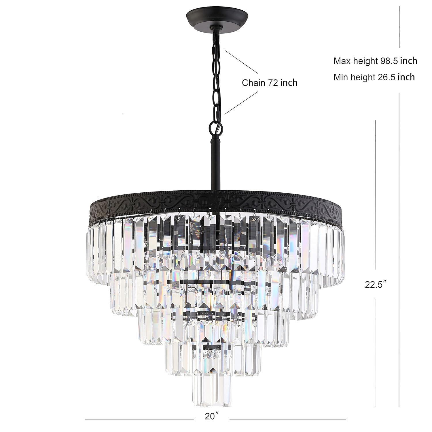 JONATHAN Y JYL9007B Wyatt 20" 4-Light Crystal LED Chandelier, Contemporary, Classic, Traditional for living room, dinning room, bedroom, office Bulb Included, Bronze/ Clear