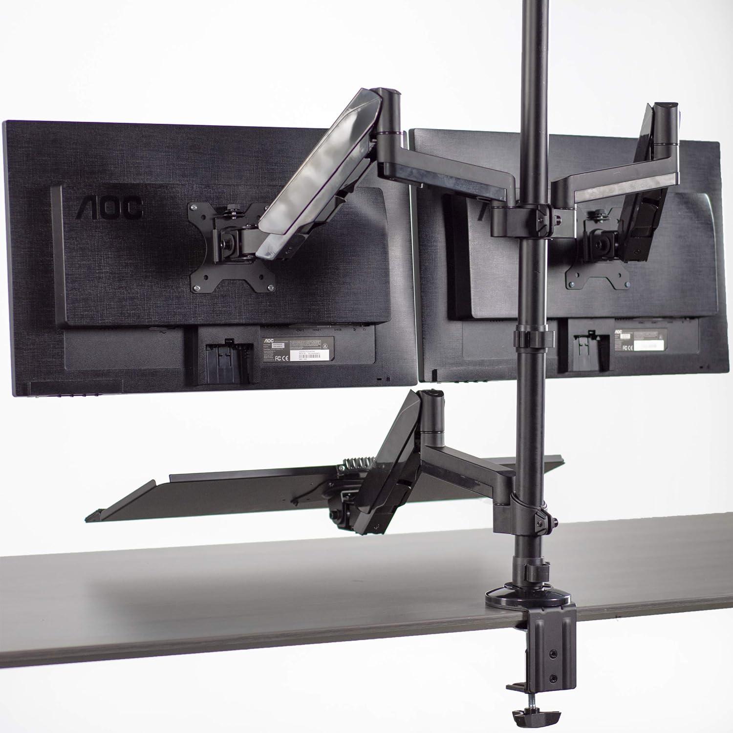 Sit to Stand Dual Monitor Desk Mount Workstation