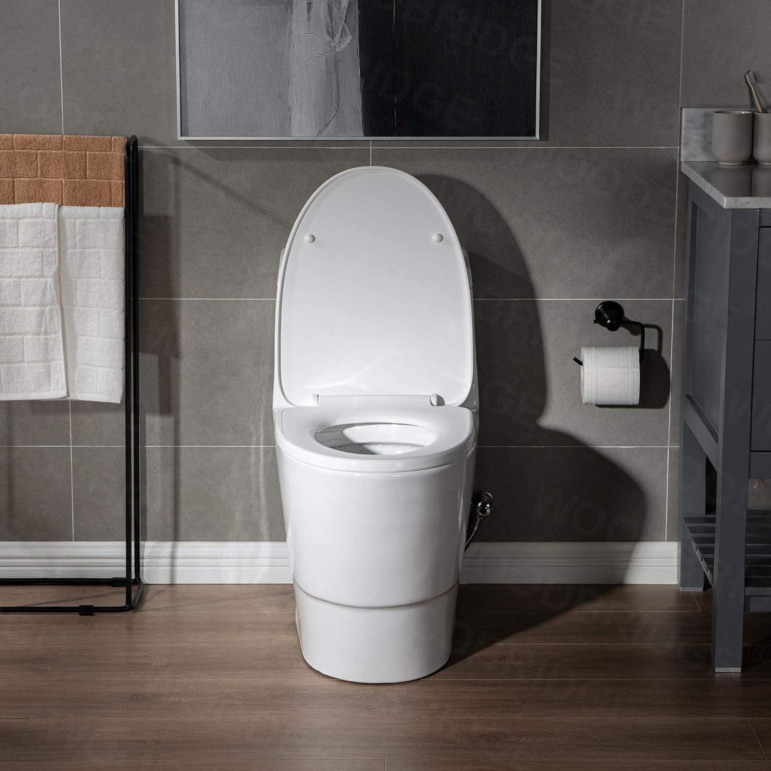 1.28 GPF Elongated One Piece Dual-Flush Toilet with Soft-Closing Seat,MAP Flushing 1000G