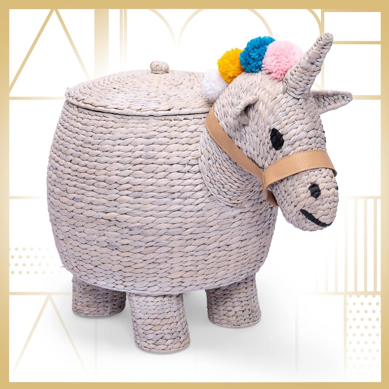 Adore Decor Unicorn Laundry Hamper, Child & Pet Safe Toy Basket or Baby Shower Gift, Light Gray