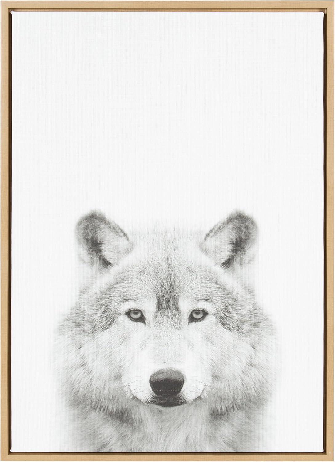 33" x 23" Sylvie Wolf Animal Print And Portrait By Simon Te Tai Framed Wall Canvas - Kate & Laurel