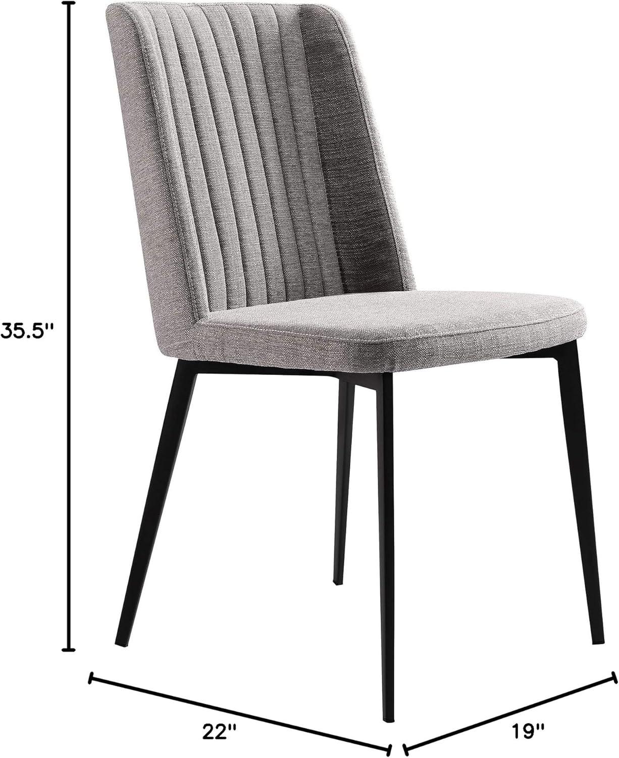 Set of 2 Gray Upholstered Metal Dining Chairs