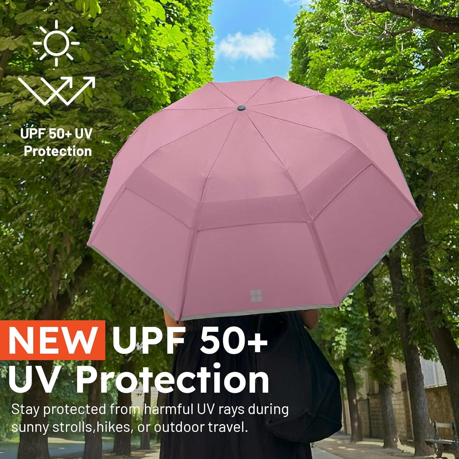 Weatherman Umbrella - Collapsible Umbrella - Windproof Umbrella Resists Up to 55 MPH Winds (Black)