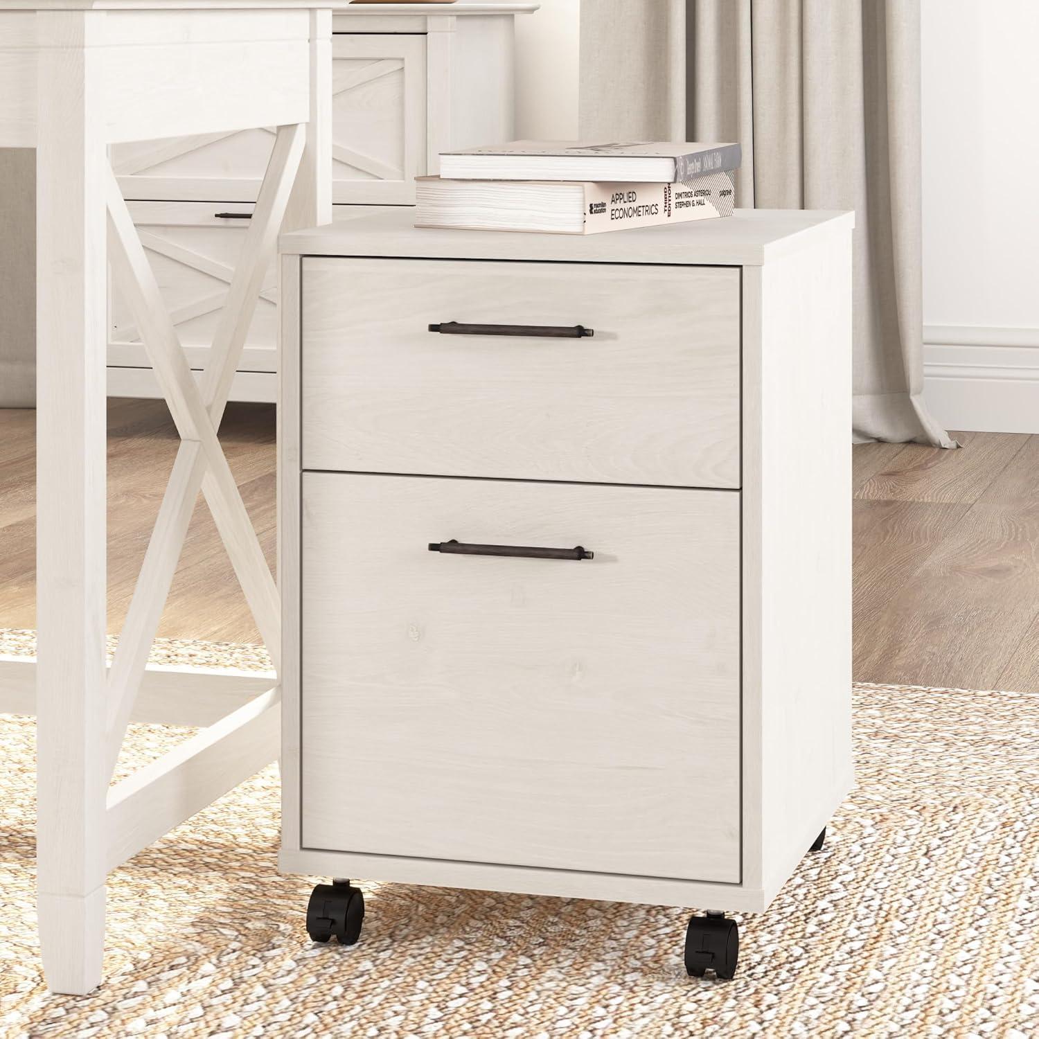 Bush Furniture Key West Mobile File Cabinet, 2 Drawer, Linen White Oak