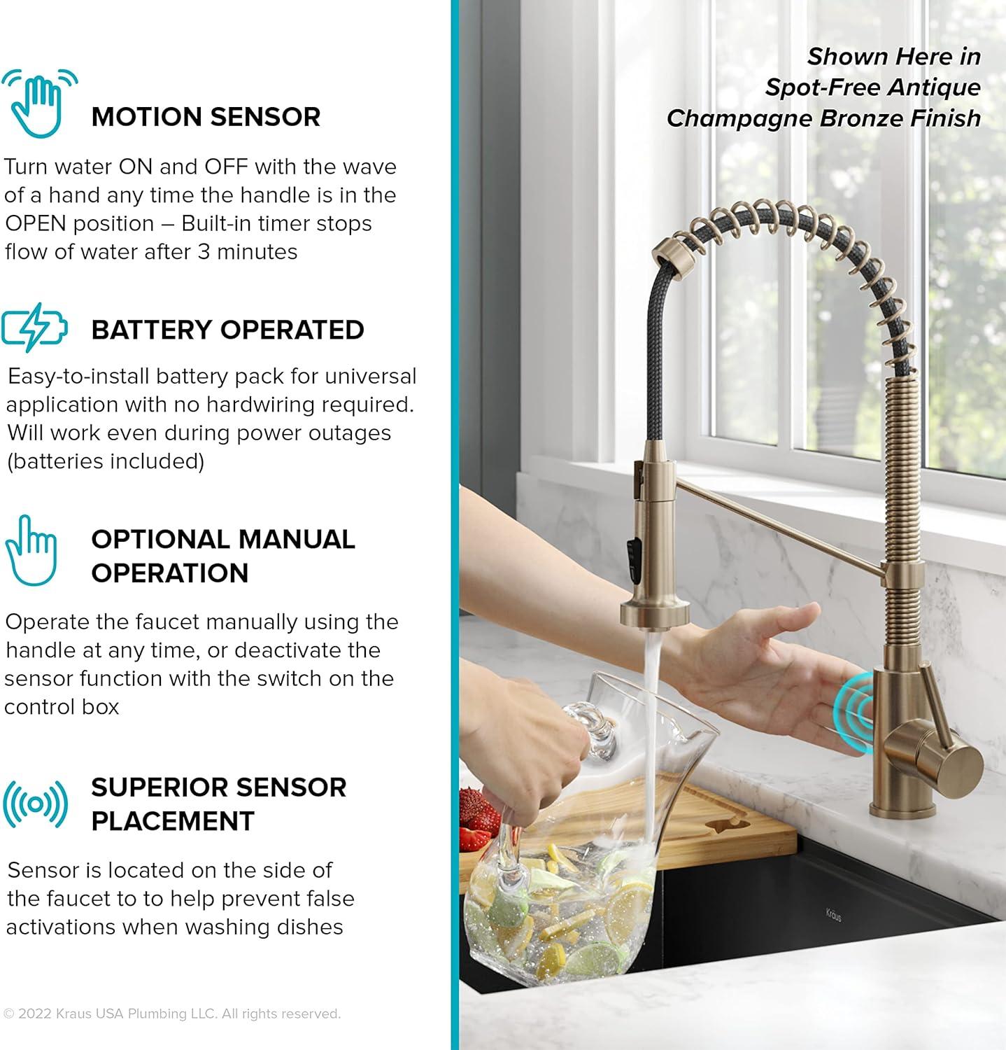 Kraus Bolden Touchless Sensor Commercial Style 2-Function Single Handle Pull-Down Kitchen Faucet