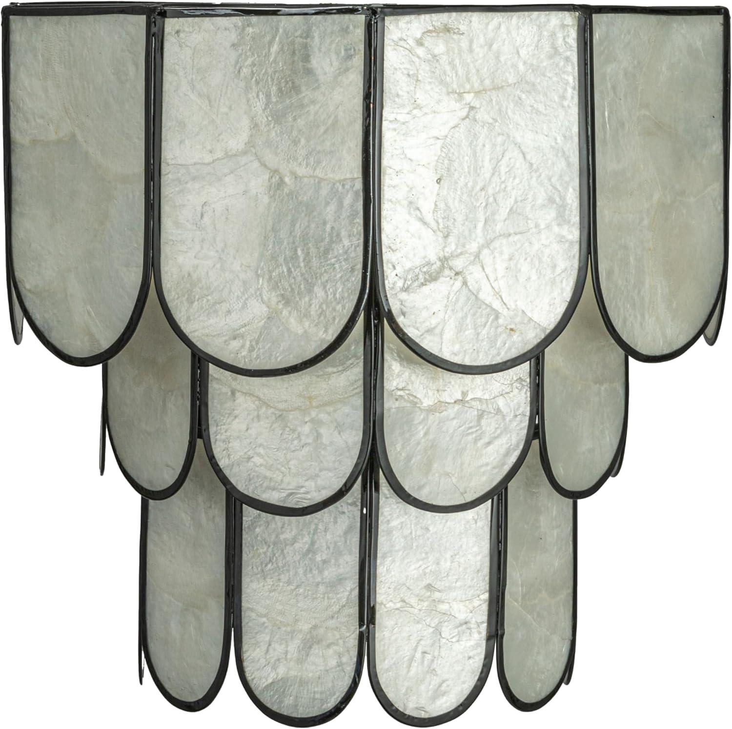 Storied Home 4-Tier Capiz and Metal Wall Sconce: ETL & UL Listed, 1-Way On Off, No Battery Required