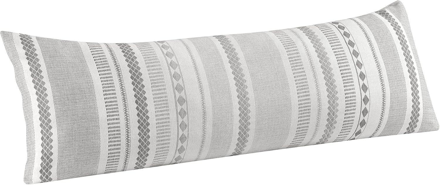 Sweet Jojo Designs Body Pillow Cover (Pillow Not Included) 54in.x20in. Boho Geometric Jacquard Grey Ivory Black White