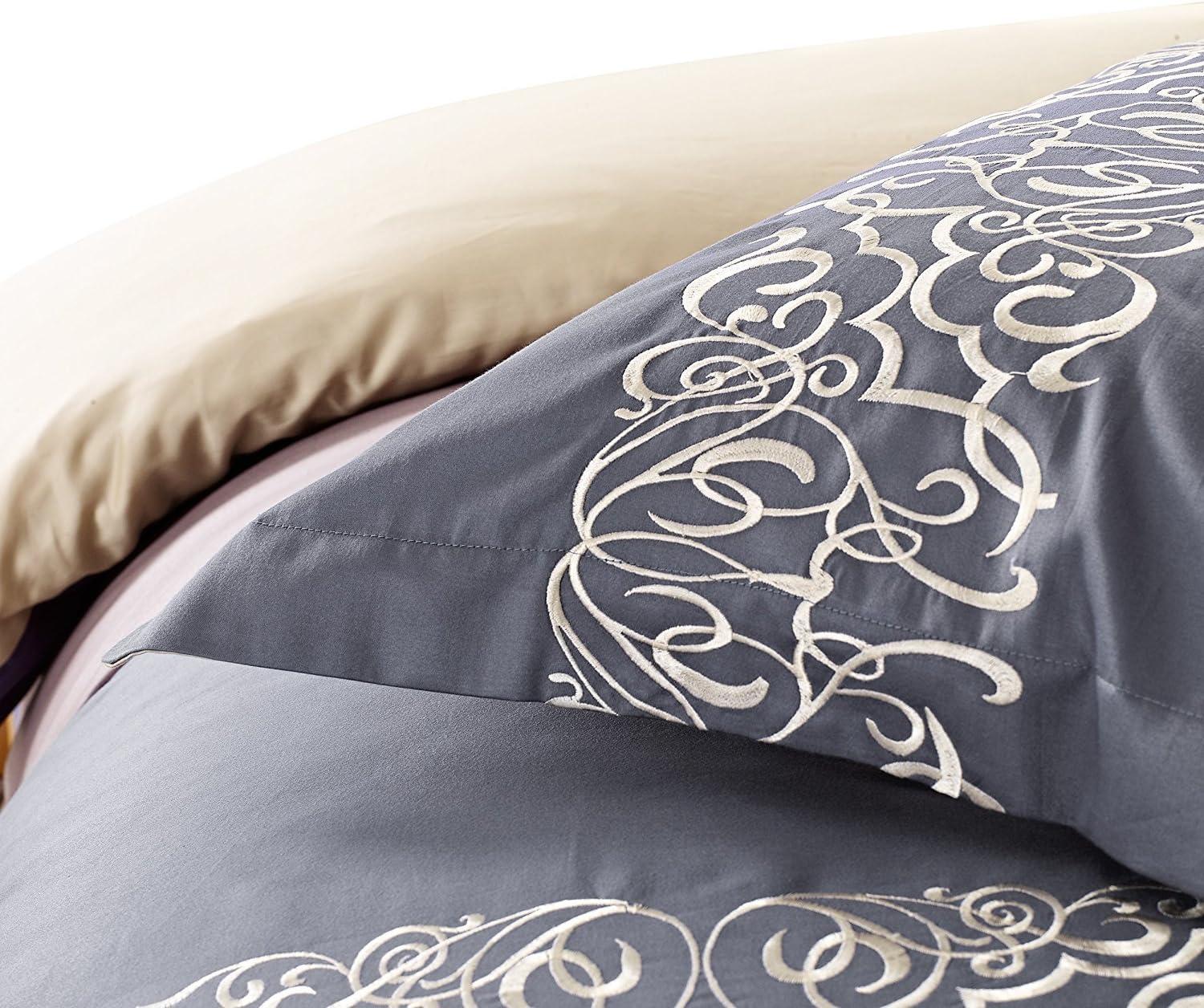 Superior Harrison Cotton Greek Key Embroidered 3 Piece Duvet Cover Set by Superior