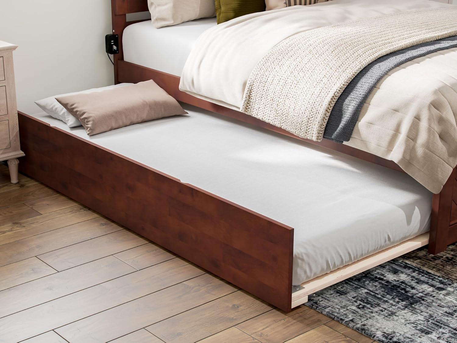 AFI Canyon Walnut Solid Wood Platform Bed with Matching Footboard & Twin Trundle, Full