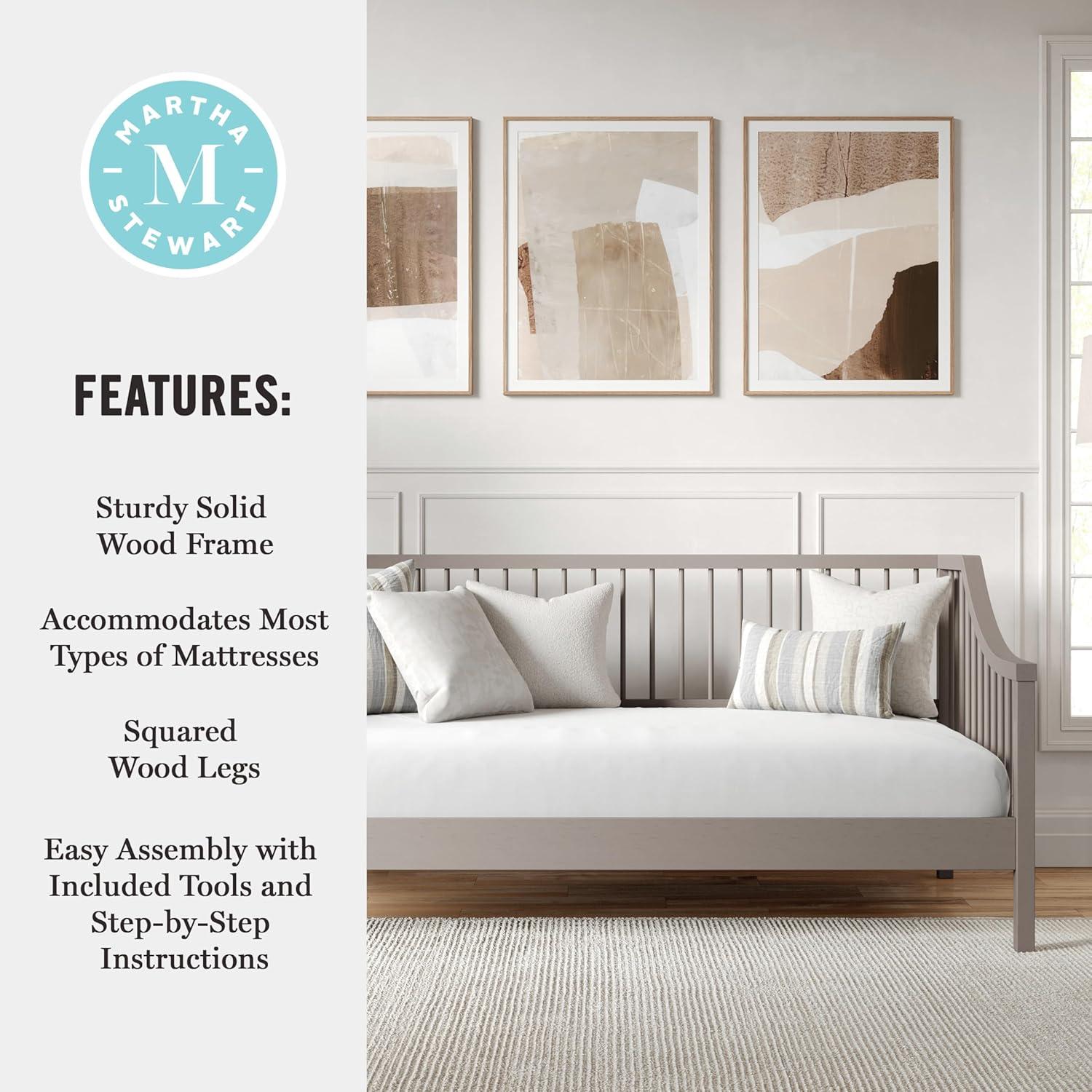 Martha Stewart Martha Stewart Neely Wooden Platform Daybed With Spindles And Wood Slat Foundation