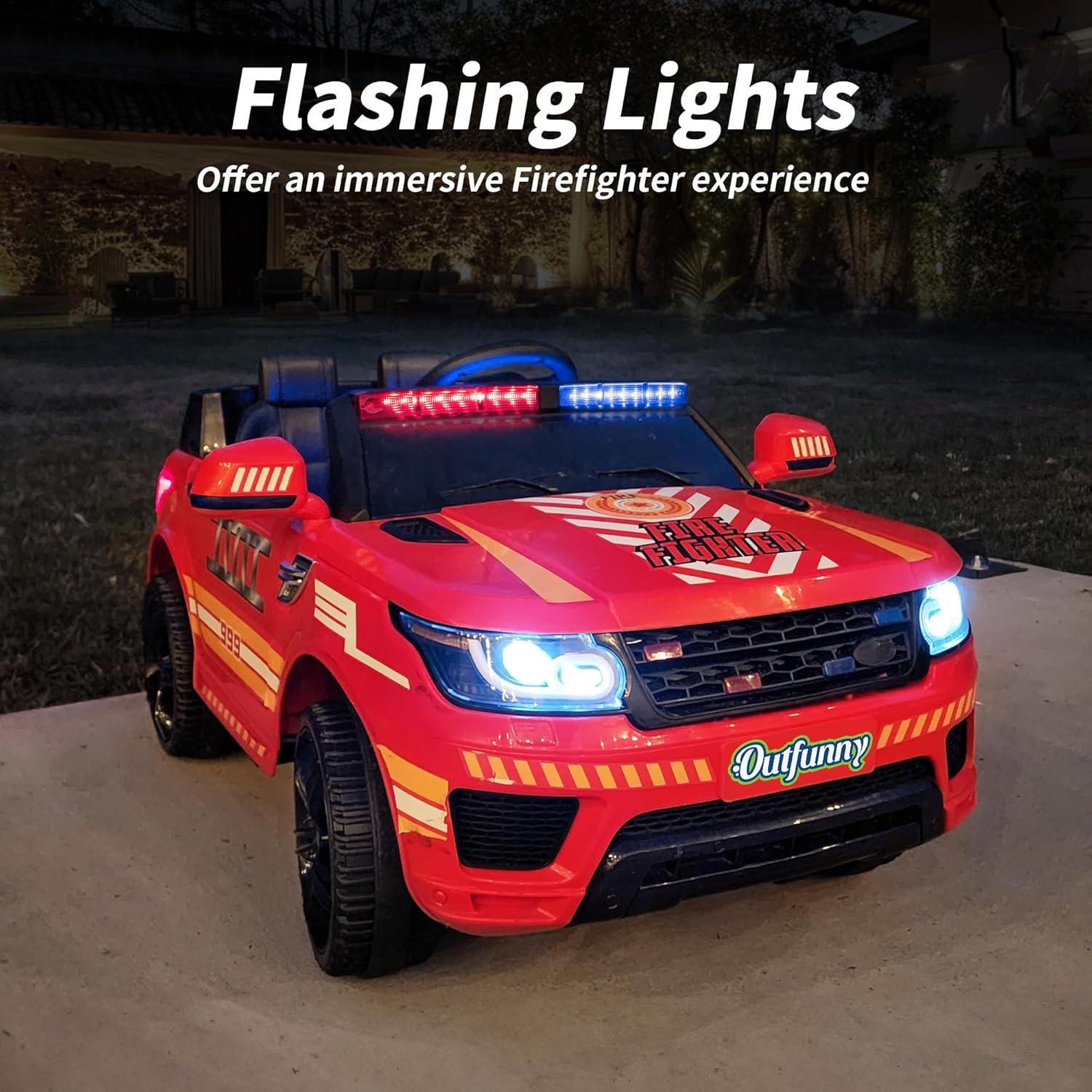 Outfunny Electric Police Car for Kids, 12 Volt Kids Ride on Toy Car with Remote Control, Bluetooth, Megaphone