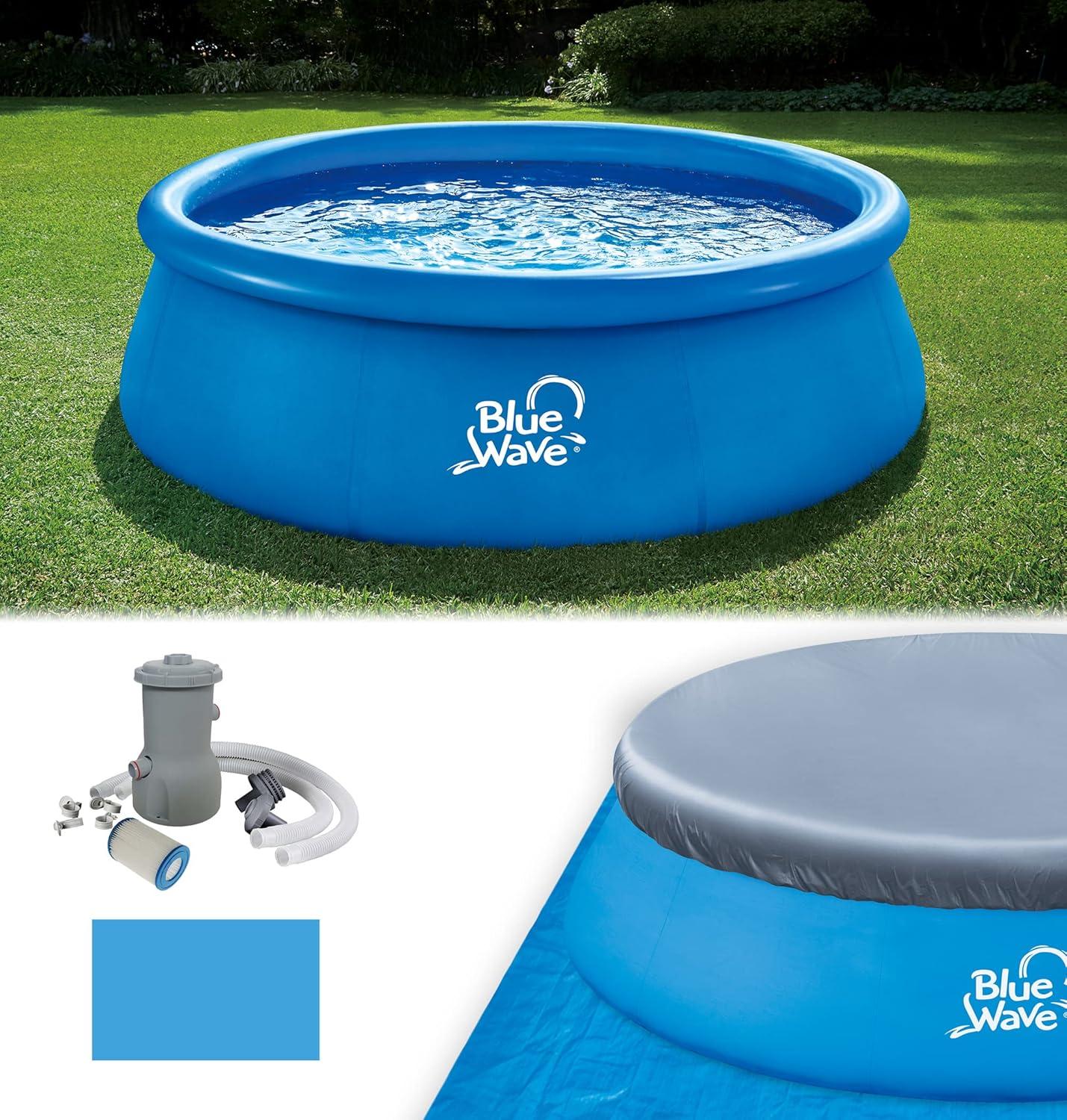 Blue Wave 9ft Round 30in Deep Speed Set Family Pool with Cover