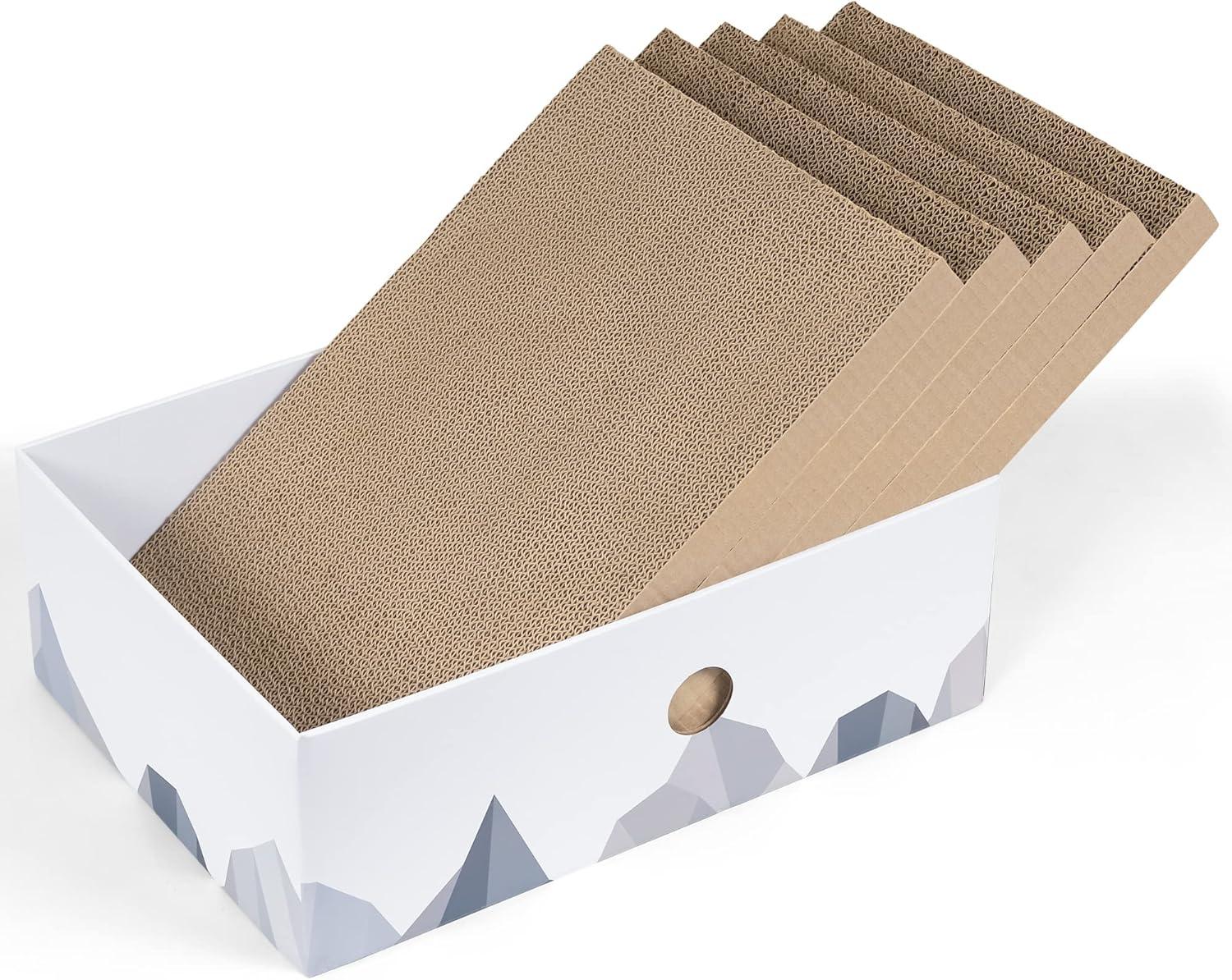 Conlun Cat Scratcher Cardboards with Box, 5-Pack Replacement Reversible Cat Scratcher Pad, Large