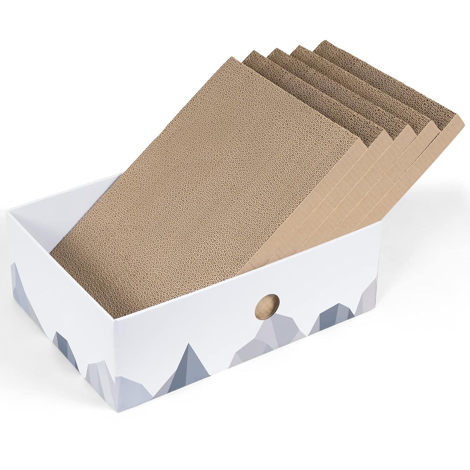 Conlun Cat Scratcher Cardboards with Box, 5-Pack Replacement Reversible Cat Scratcher Pad, Large