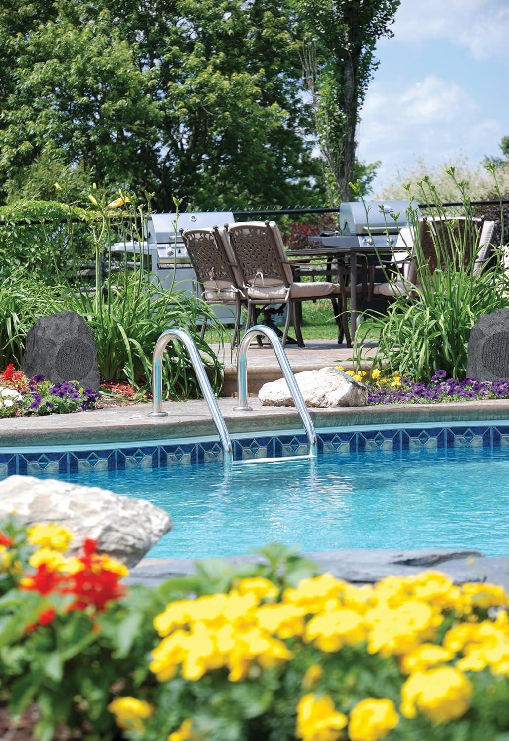 iLive ISBW422G Outdoor Bluetooth 20 Watts Power Rock Speakers with 2 USB charging cable, Gray