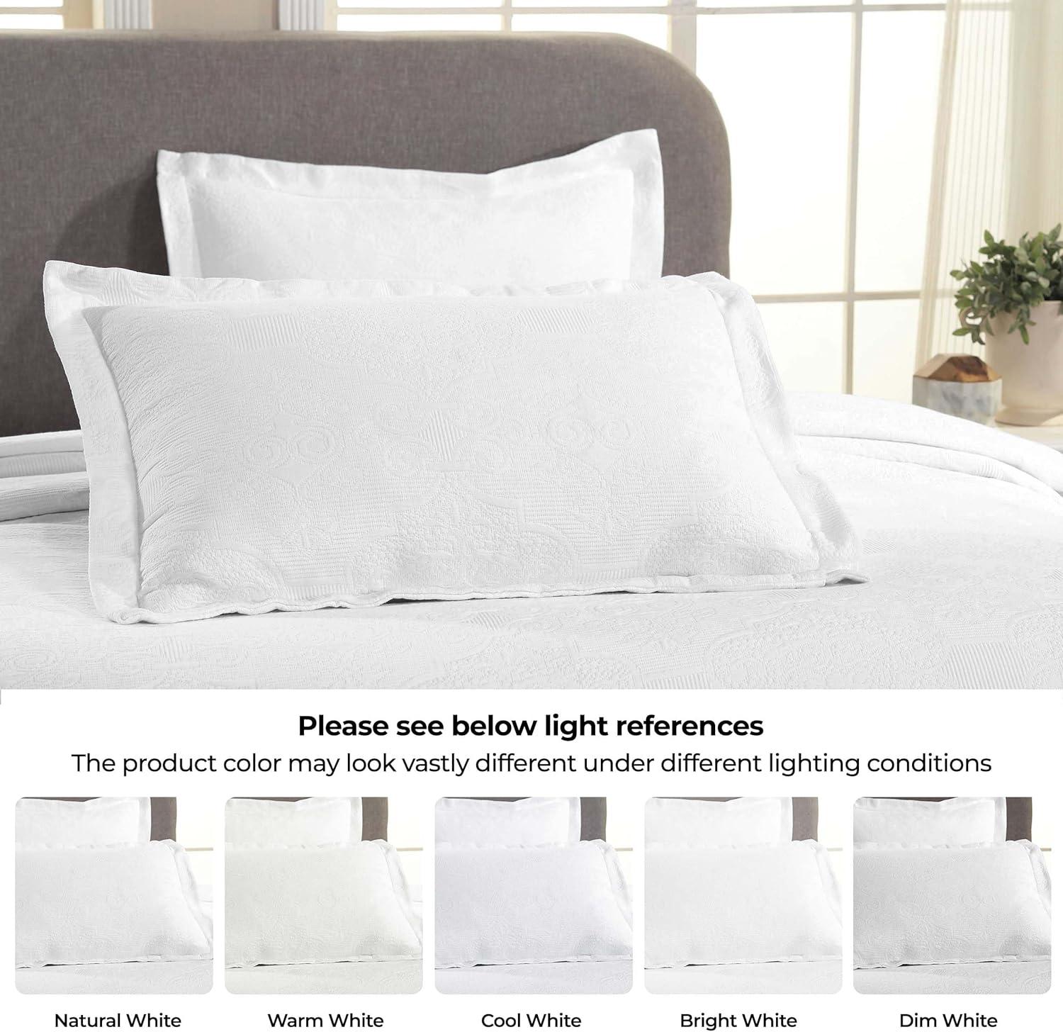 Superior 3-Piece Florin Cotton Matelasse White Bedspread Set, Full