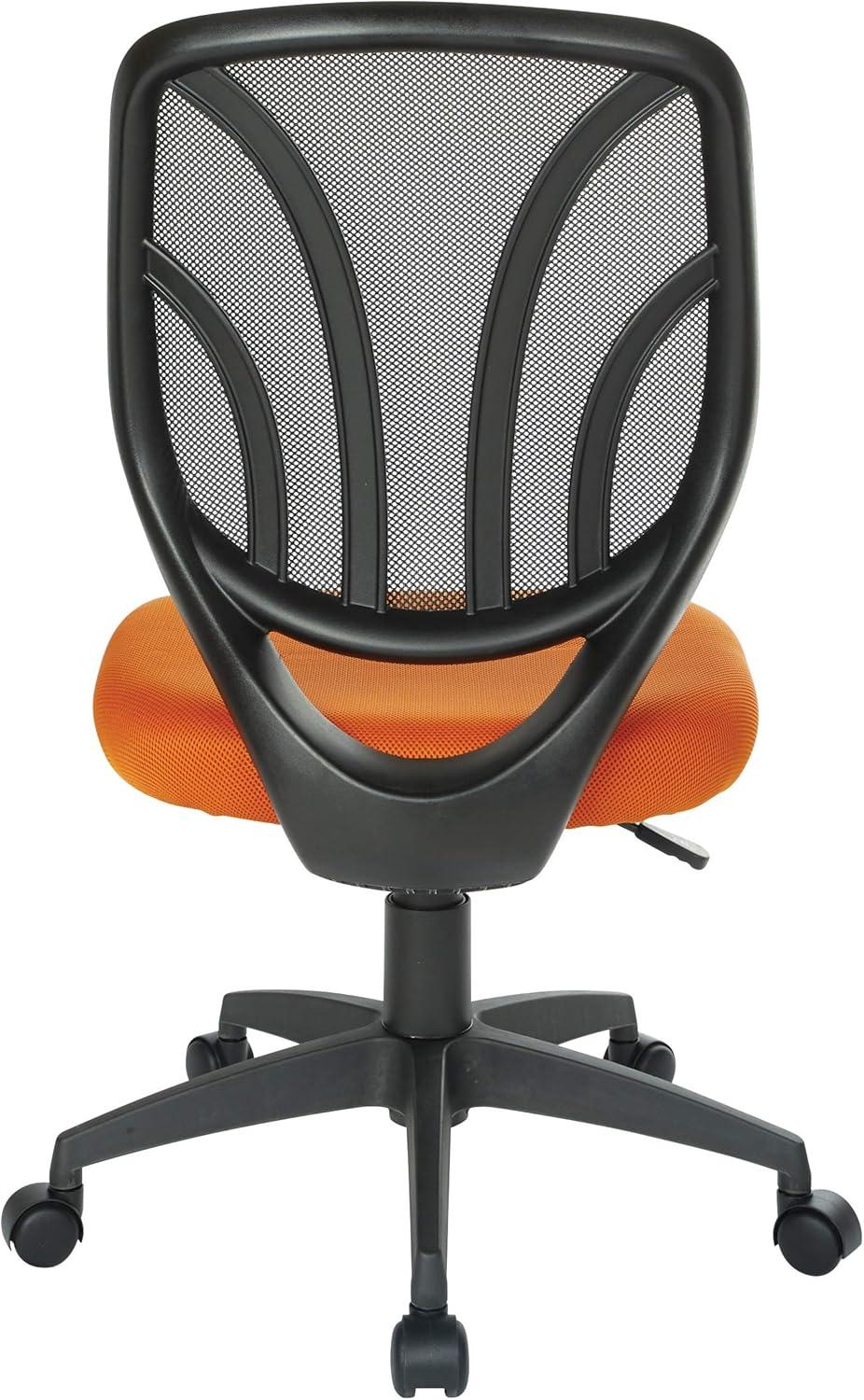 Adjustable Orange Mesh Fabric Task Chair with Metal Swivel Base