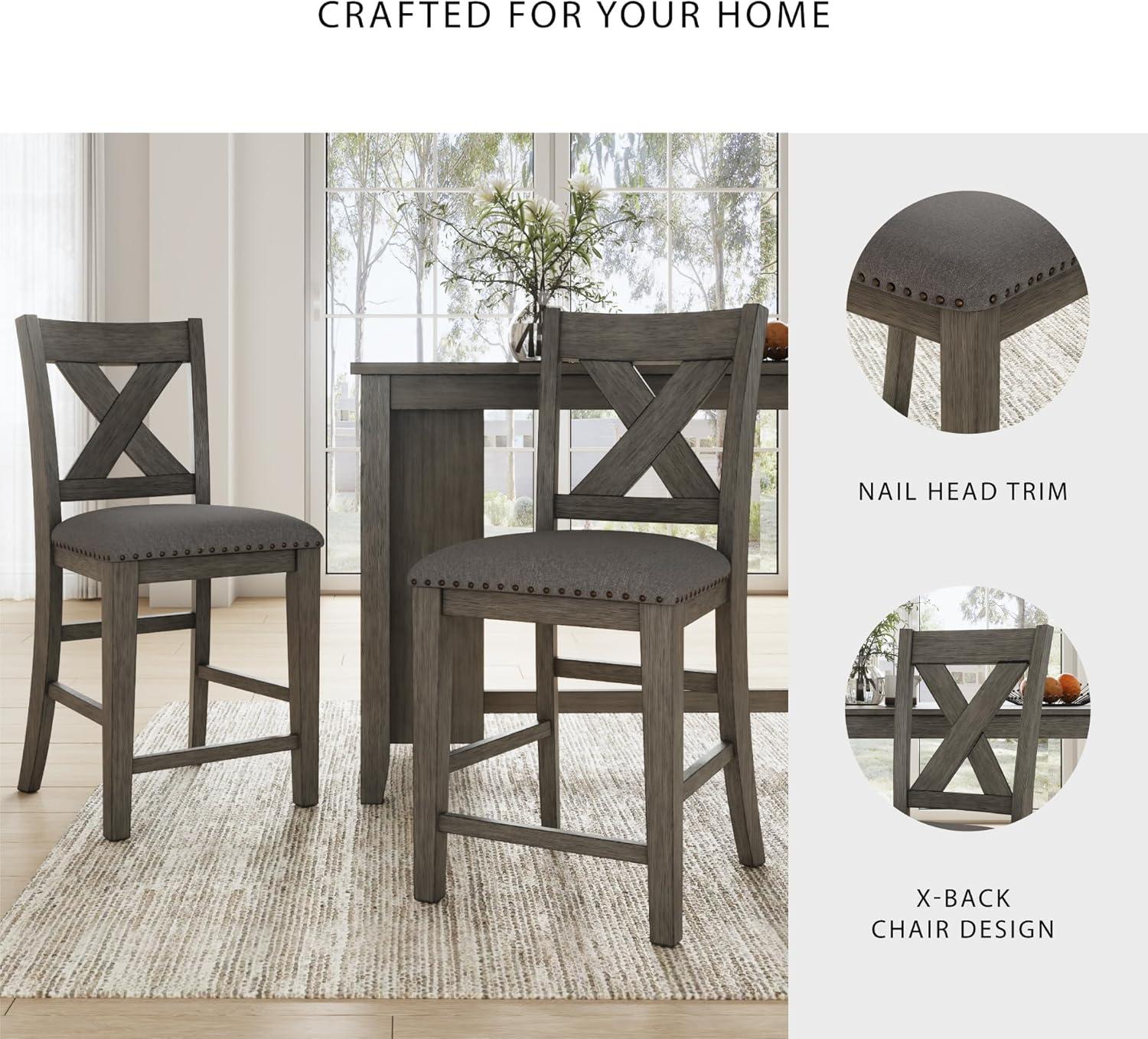 Signature Design By Ashley Caitbrook Rustic 24.63" Counter Height Upholstered Barstool, Set Of 2, Gray