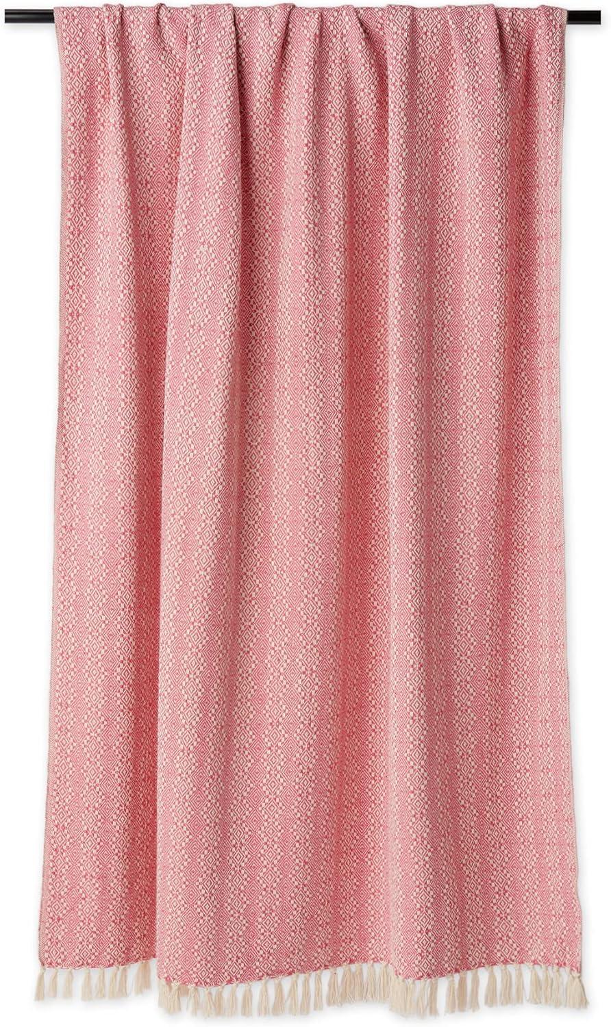 50"x60" Diamond Stitched Throw Blanket Rose - Design Imports: Cotton, Hypoallergenic, Woven Couch Accessory