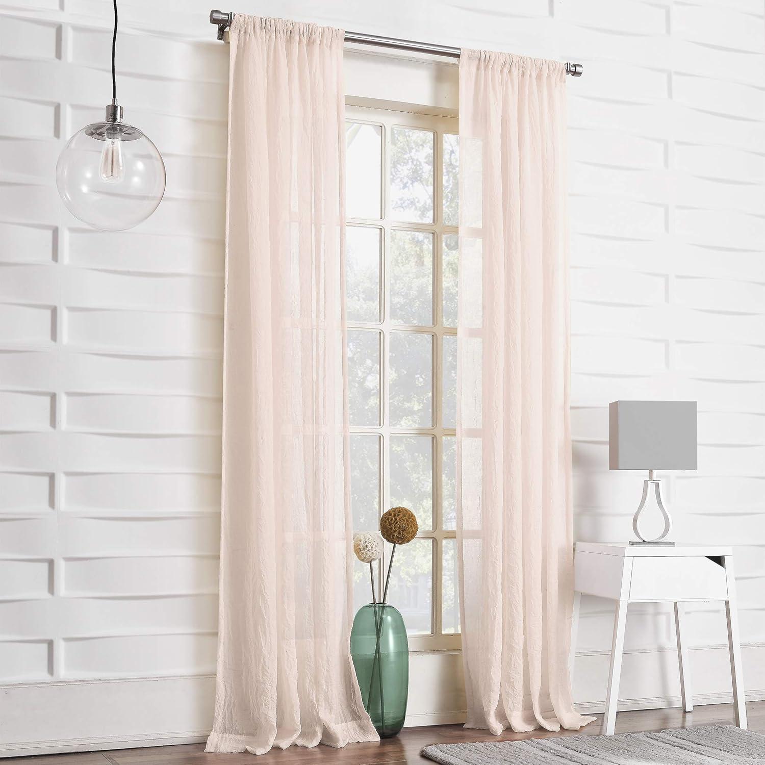 Blush Sheer Polyester Rod Pocket Curtain Panel, 50" x 63"