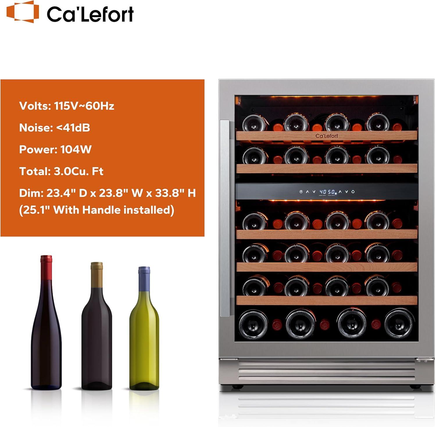 Ca'Lefort 24" Stainless Steel Dual Zone Wine Fridge with Glass Door