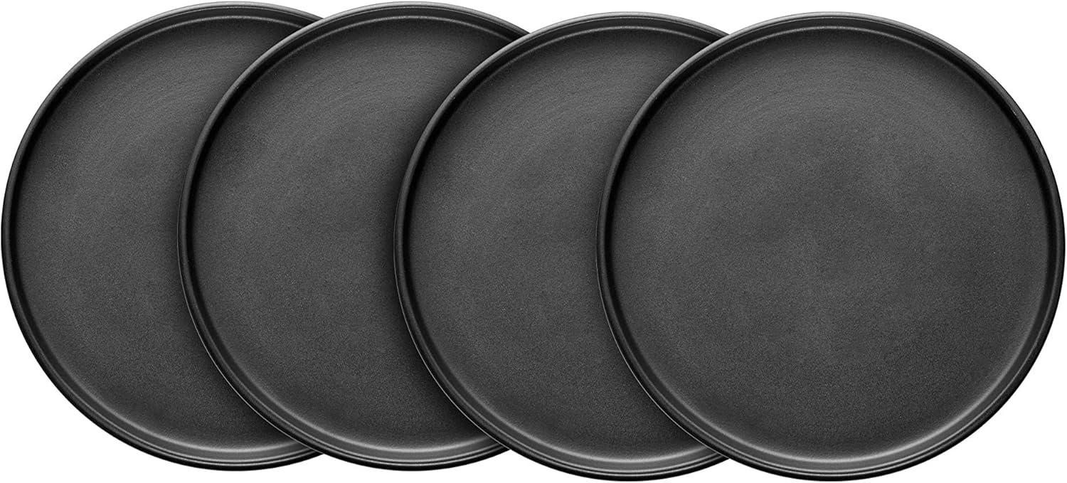 Black Matte Ceramic Round Salad Plates Set of 4