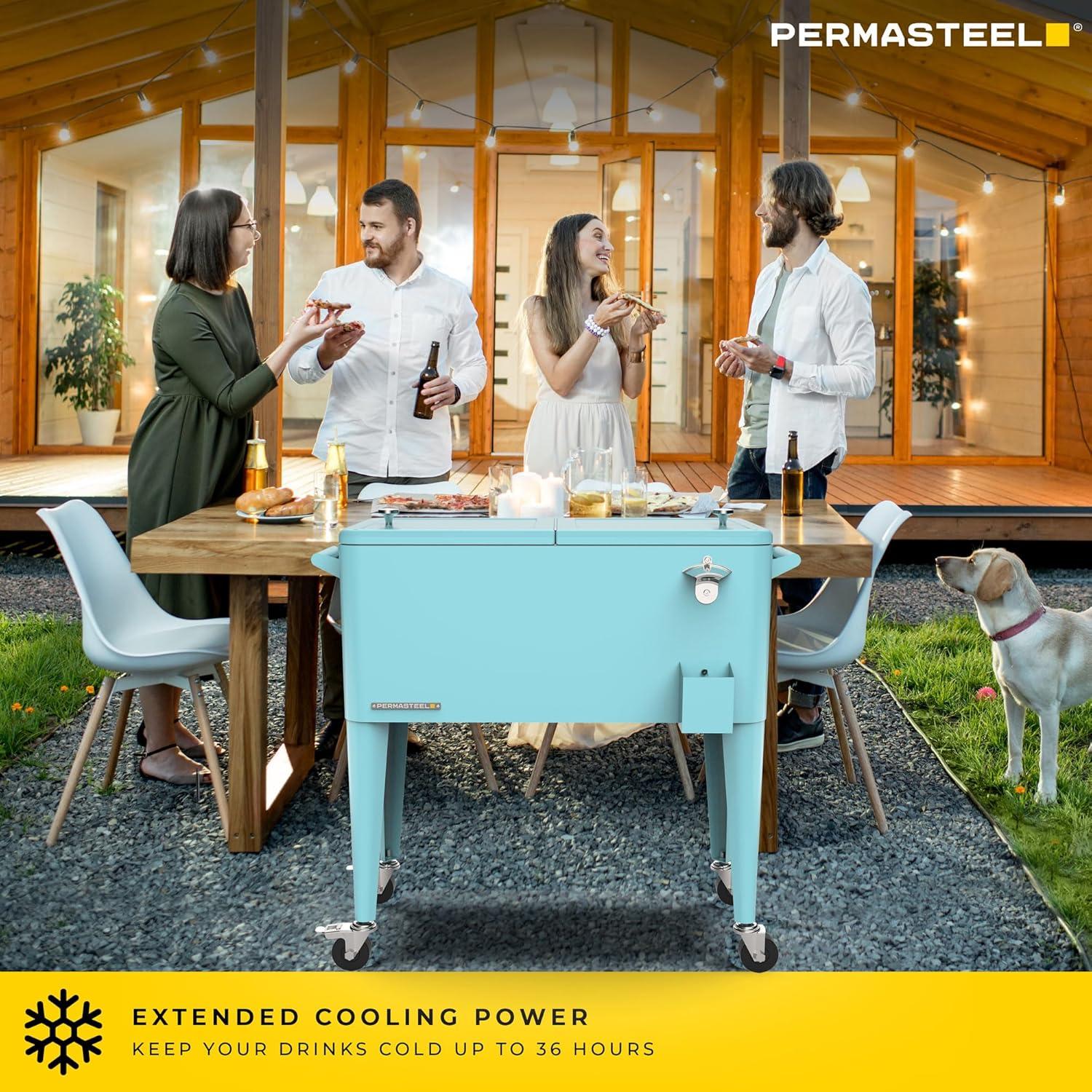 Permasteel 80-Qt Classic Outdoor Patio Cooler On Wheels
