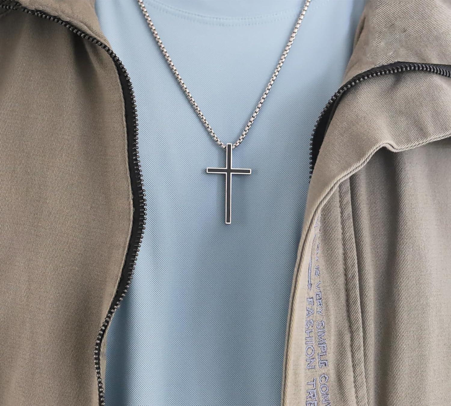 Philippians 4:13 Cross Pendant Necklace, I CAN DO ALL THINGS Bible Verse Stainless Steel Necklace Confirmation Jewelry Gifts